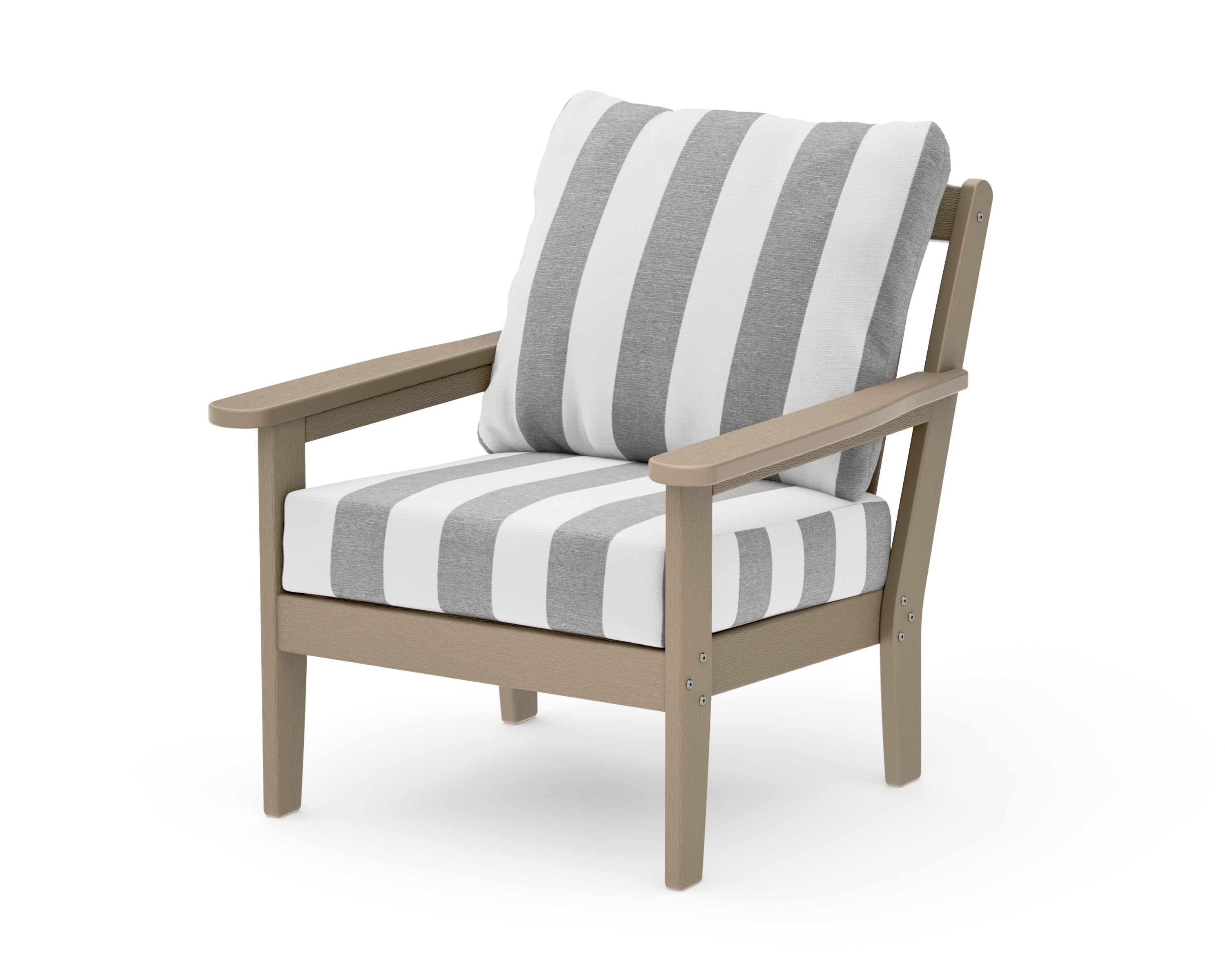 Cottage Deep Seating Chair in Vintage Sahara / Cabana Stripe Grey Mist