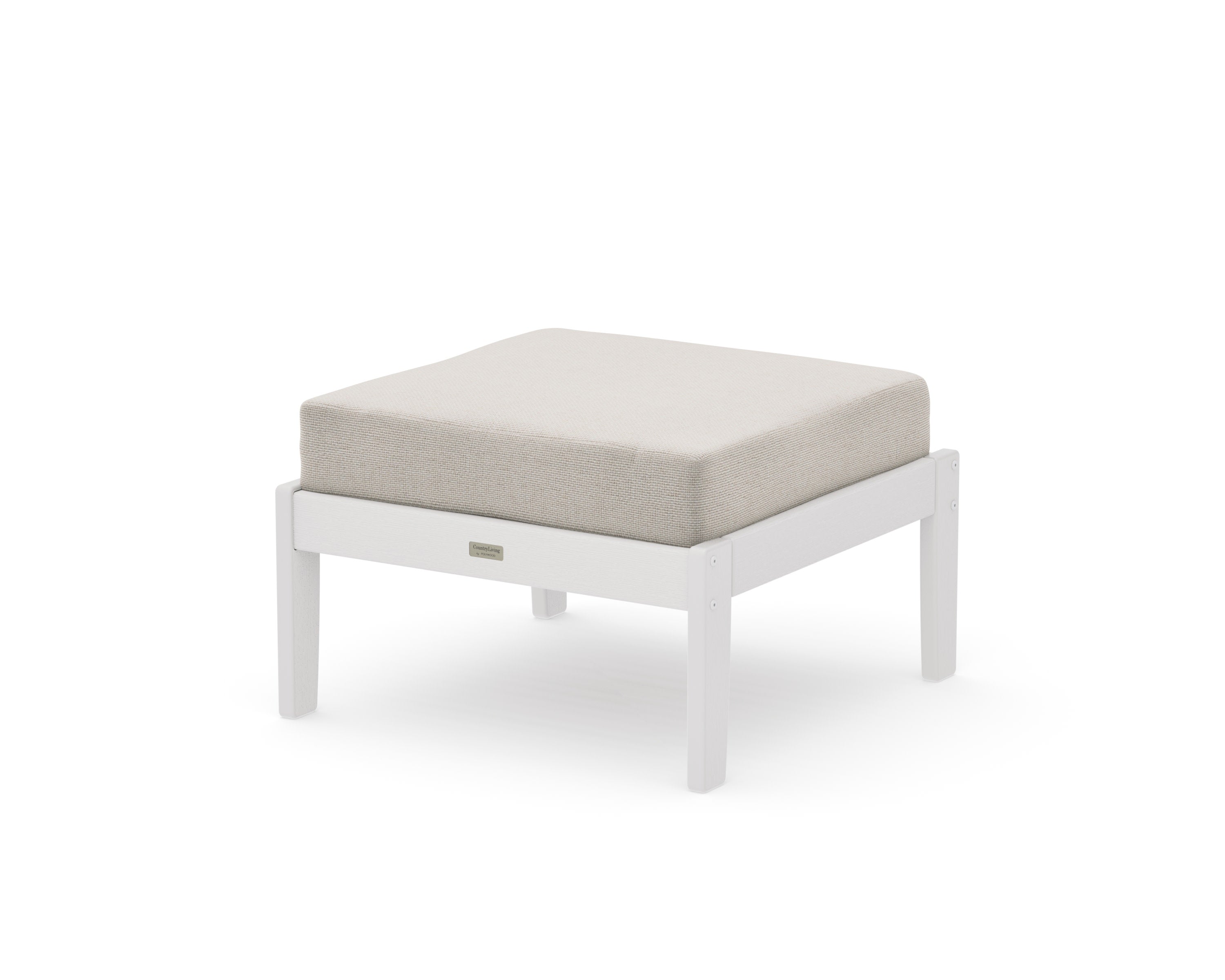 Cottage Deep Seating Ottoman in Vintage White / Dune Burlap