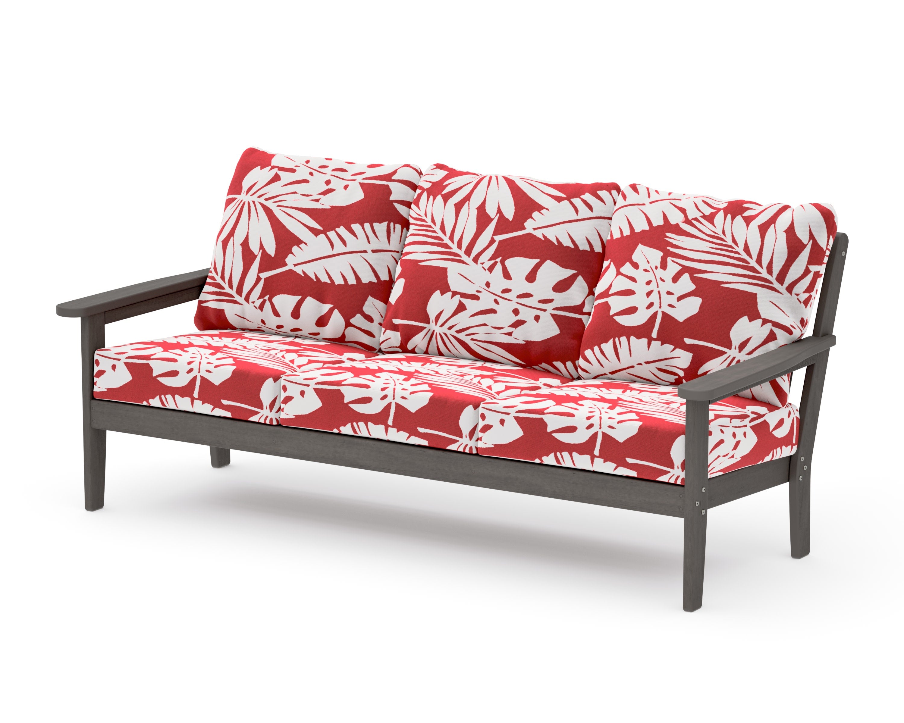 Cottage Deep Seating Sofa in Driftwood / Leaf Crimson