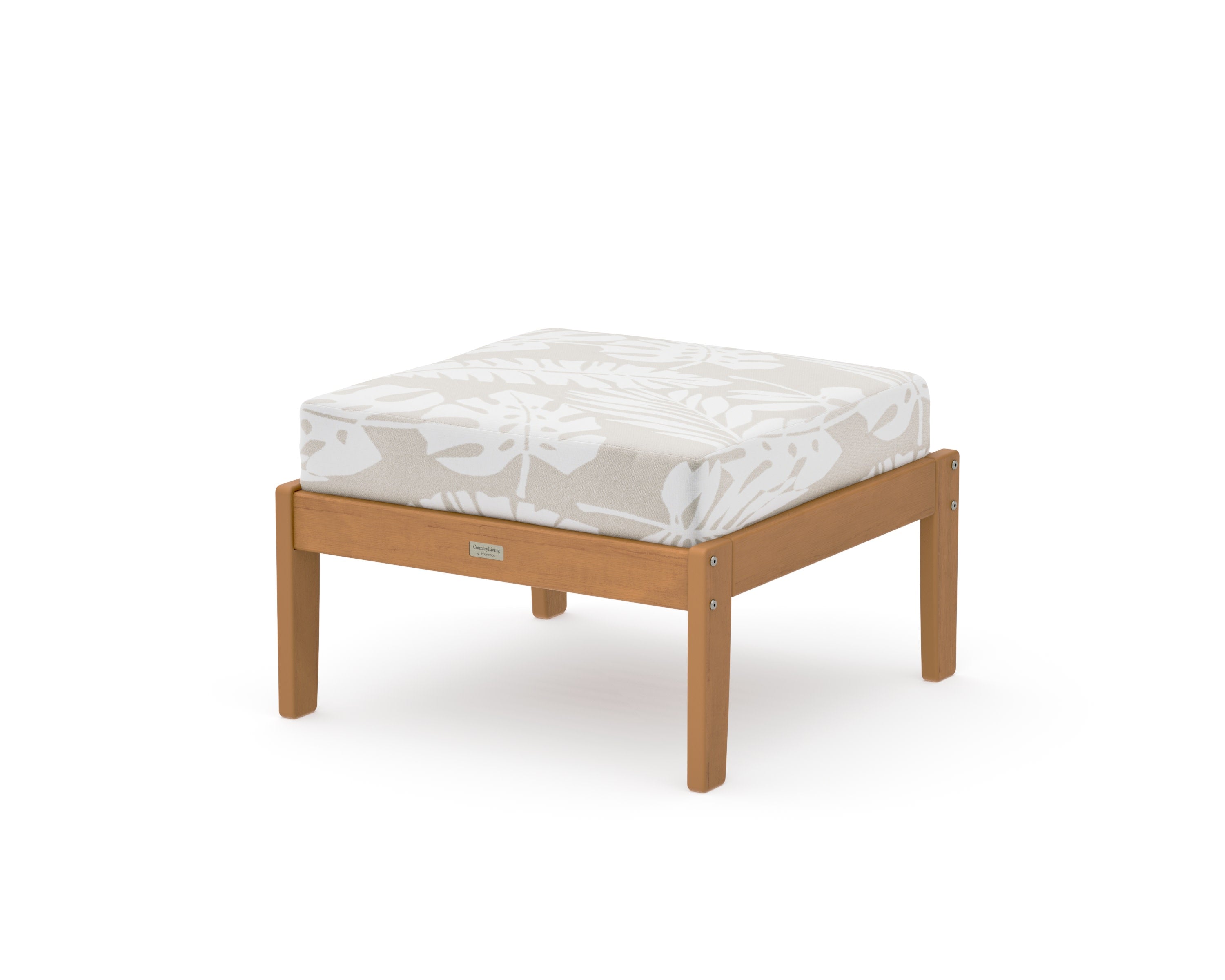 Cottage Deep Seating Ottoman in Natural / Leaf Dune Burlap
