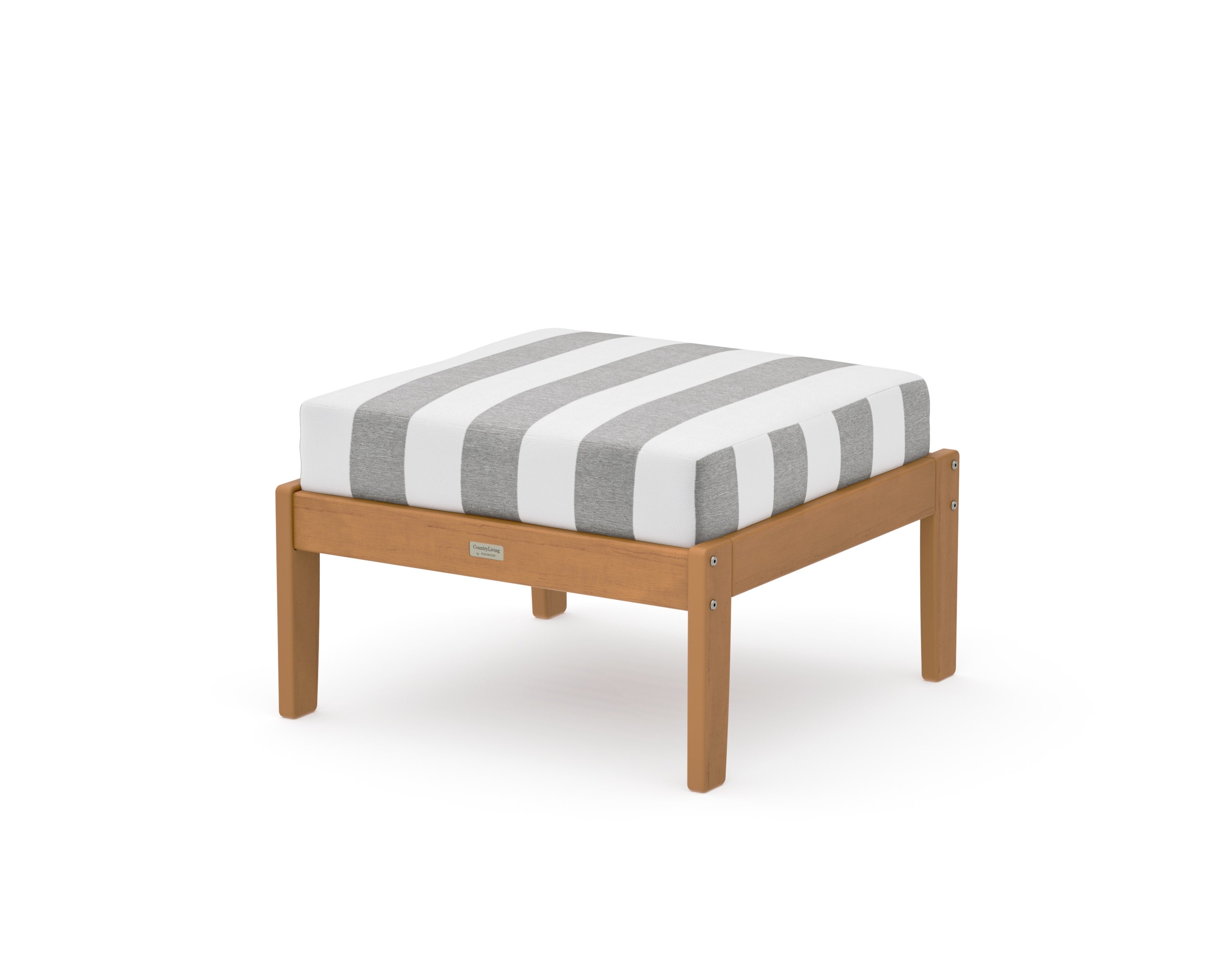 Cottage Deep Seating Ottoman in Natural / Cabana Stripe Grey Mist