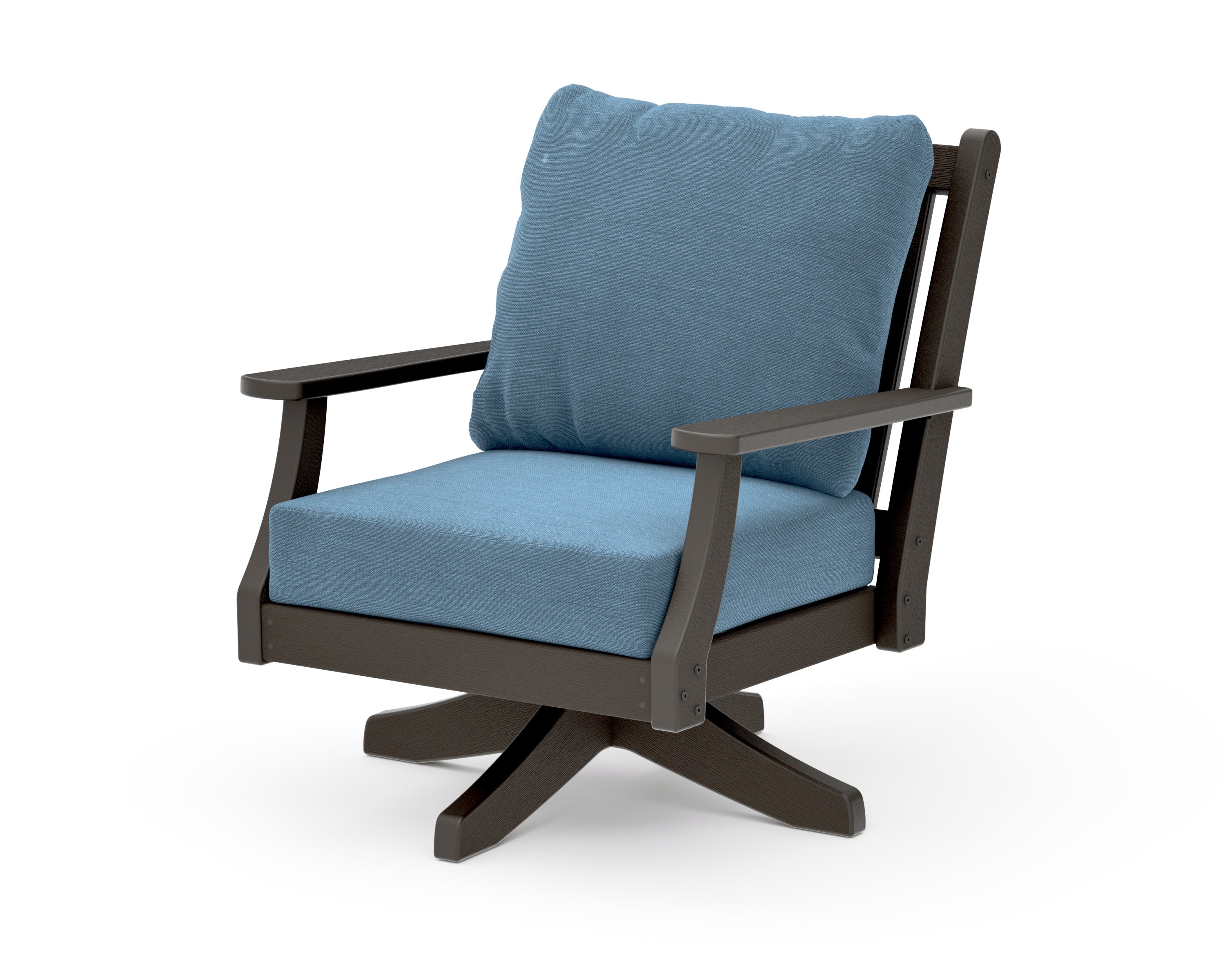 Wovendale Deep Seating Swivel Chair in Vintage Coffee / Sky Blue