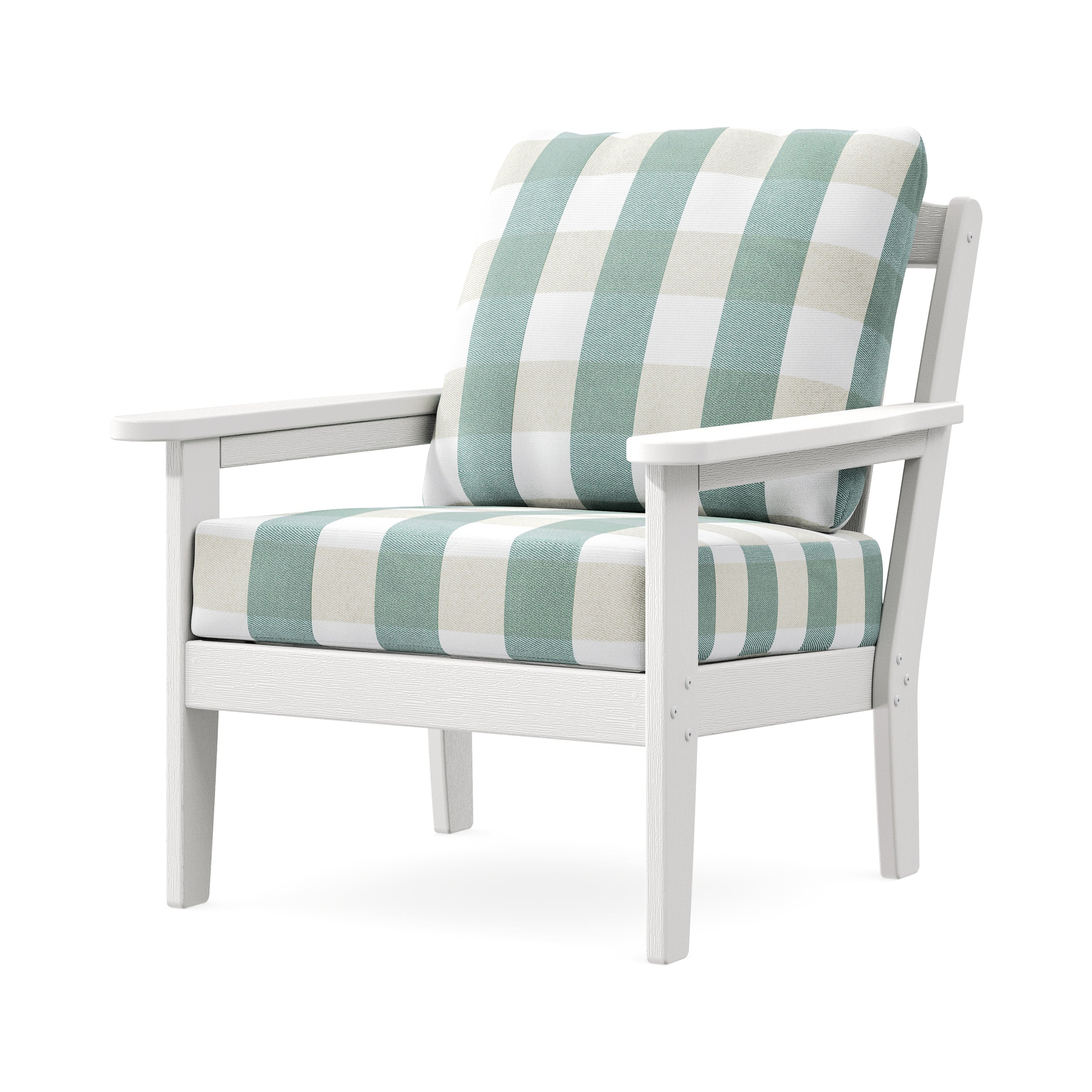 Cottage Deep Seating Chair in Vintage White / Buffalo Plaid Glacier Spa