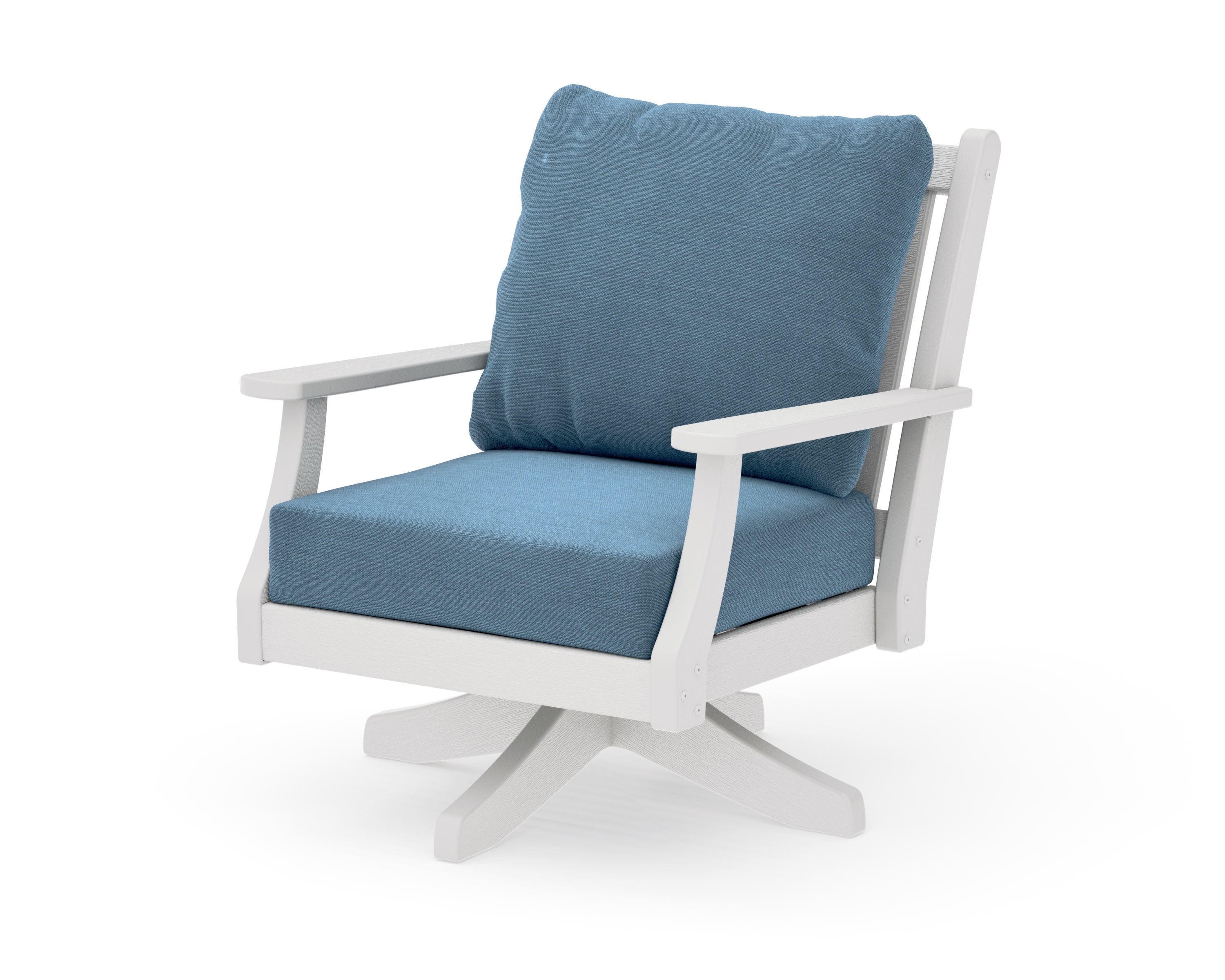 Wovendale Deep Seating Swivel Chair in Vintage White / Sky Blue