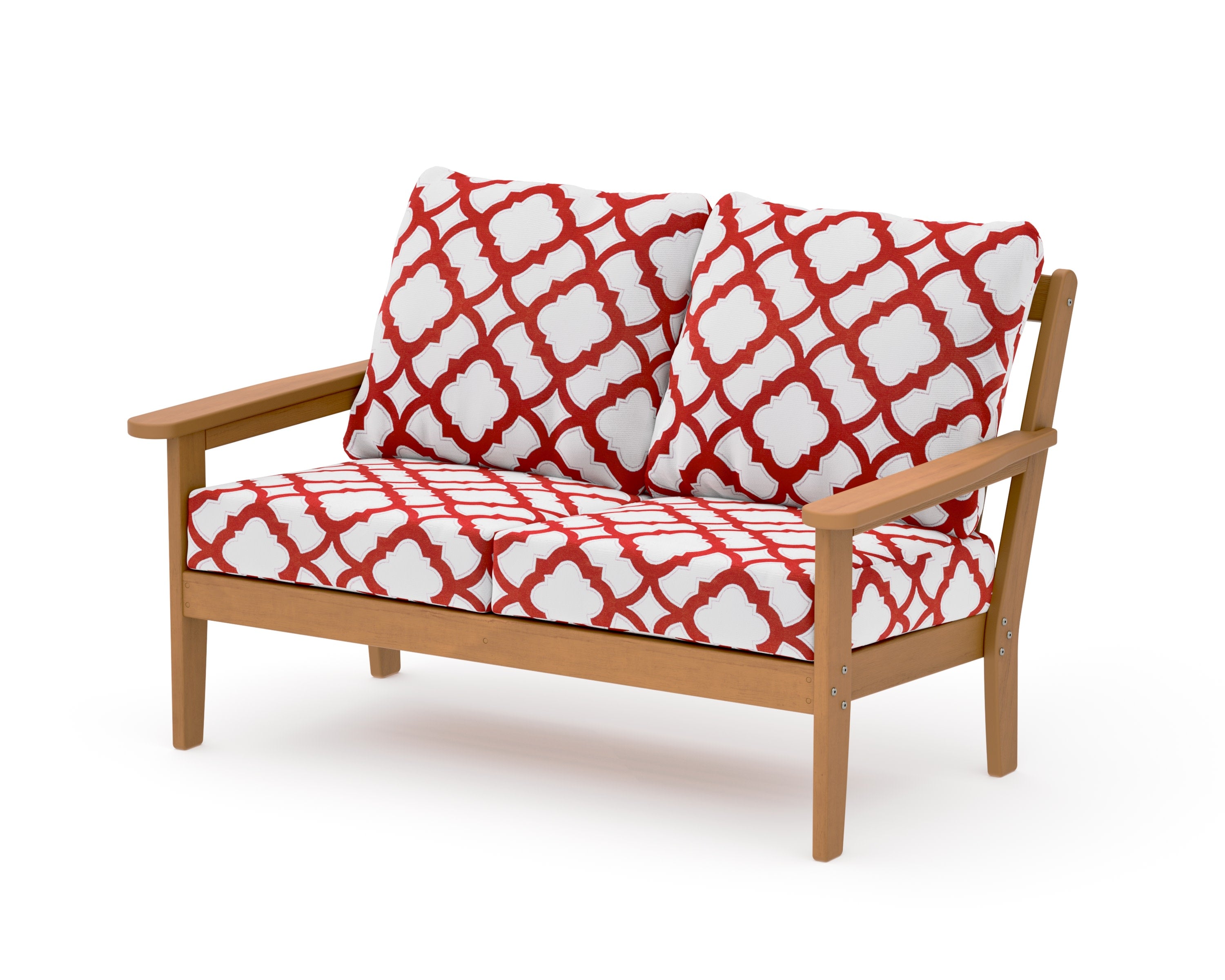 Cottage Deep Seating Loveseat in Natural / Trellis Crimson