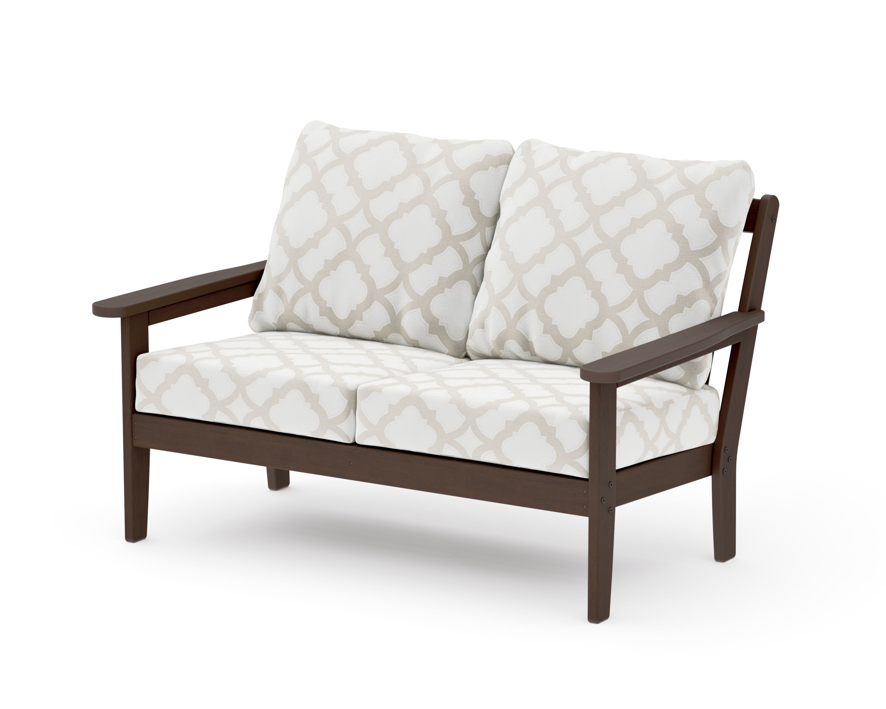 Cottage Deep Seating Loveseat in Kona / Trellis Dune Burlap