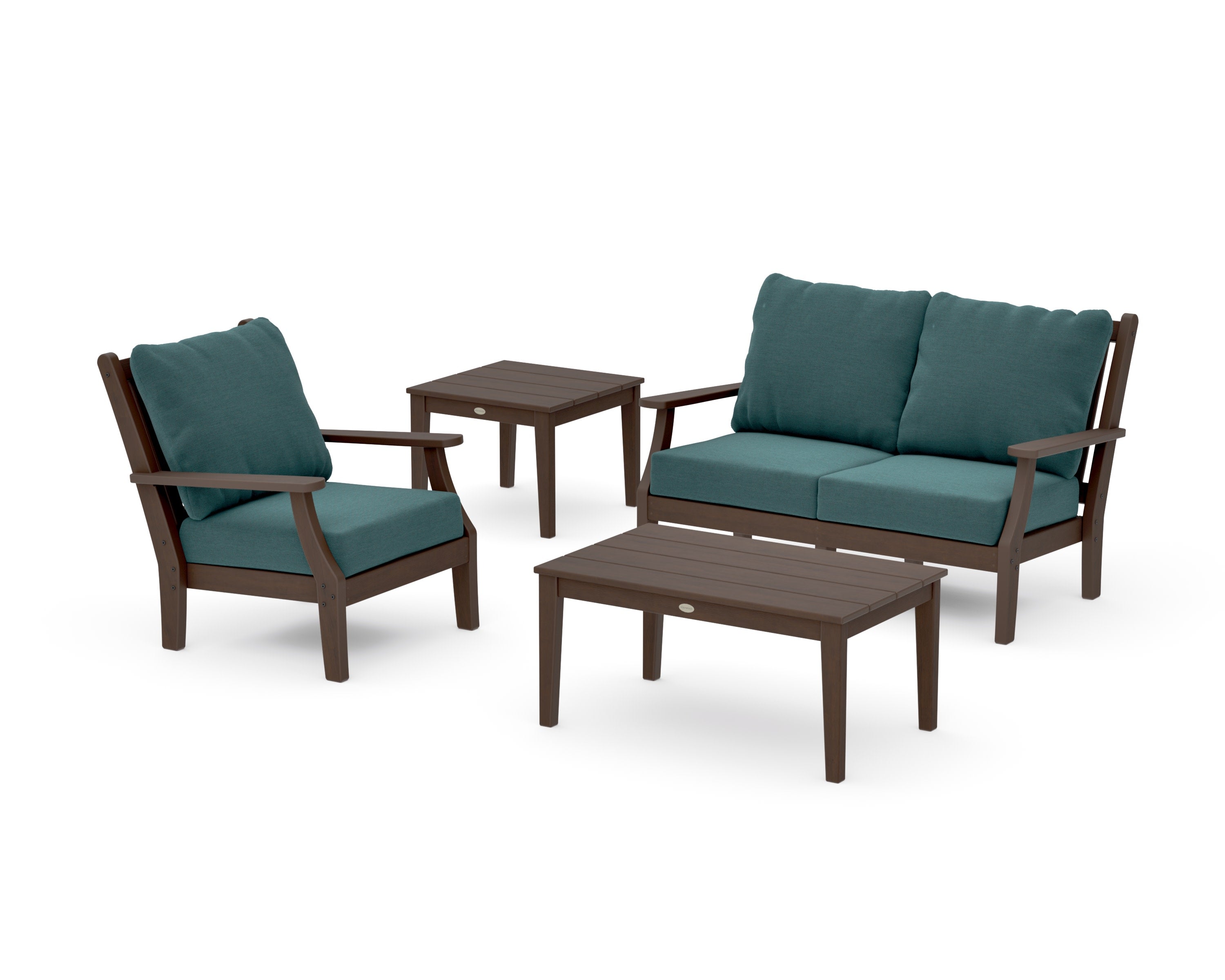 Wovendale 4-Piece Deep Seating Set in Kona / Ocean Teal
