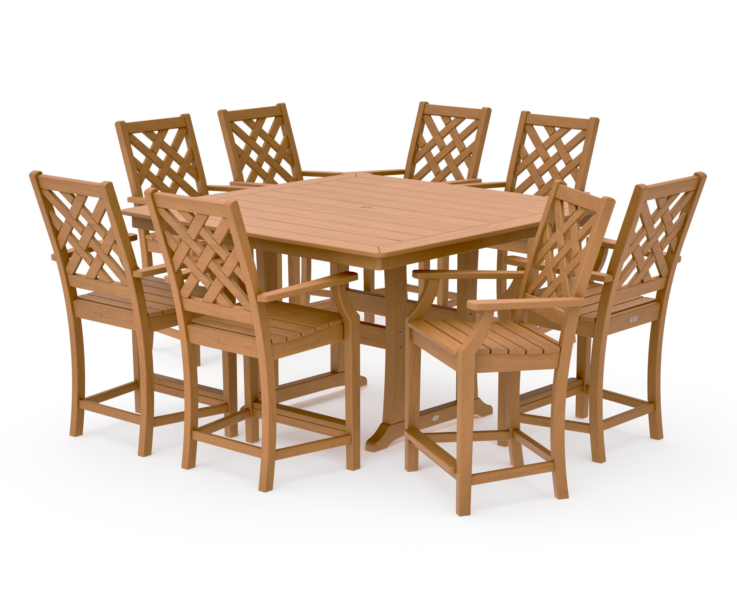 Wovendale 9-Piece Square Counter Set with Trestle Legs in Natural