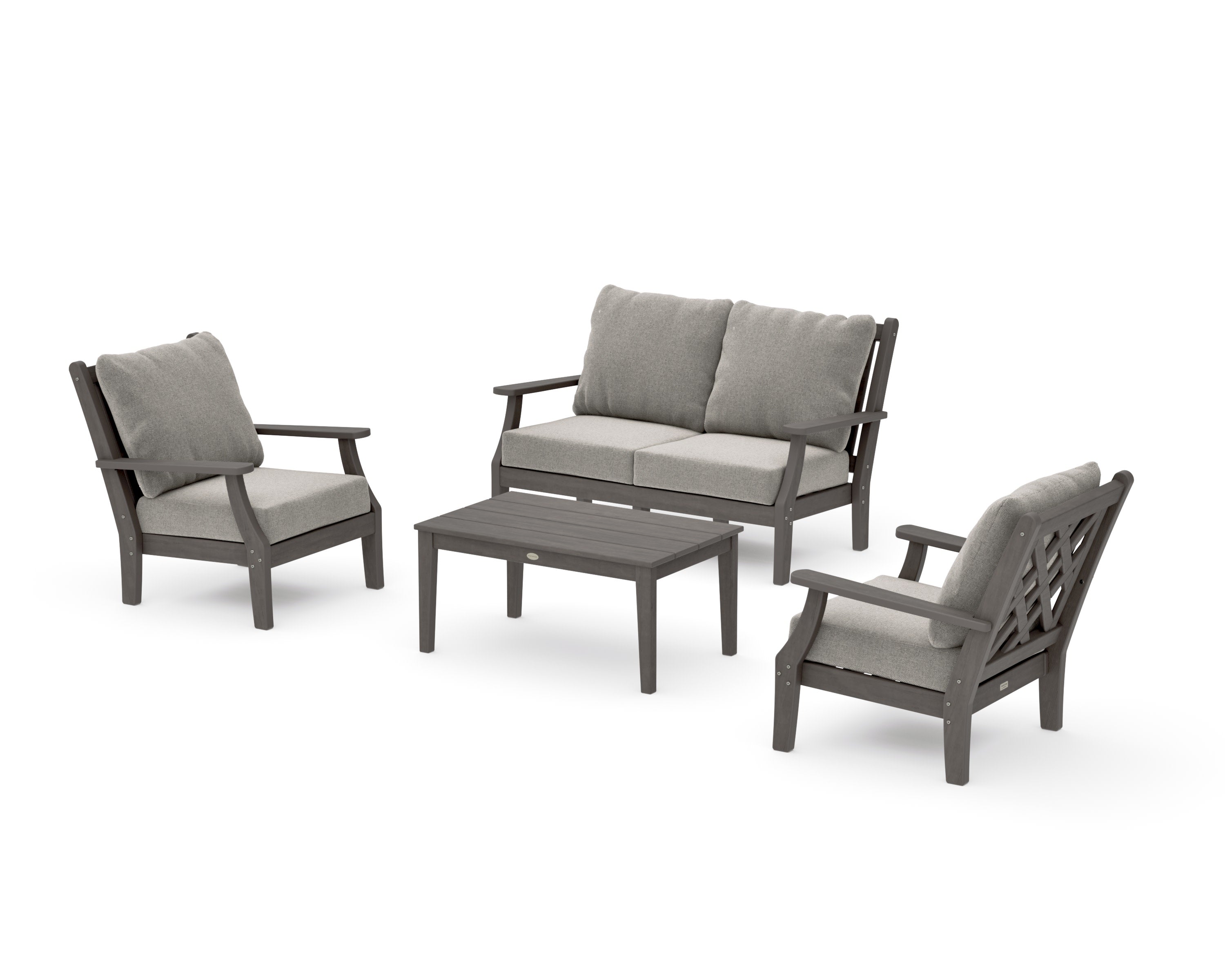 Wovendale 4-Piece Deep Seating Set with Loveseat in Driftwood / Weathered Tweed
