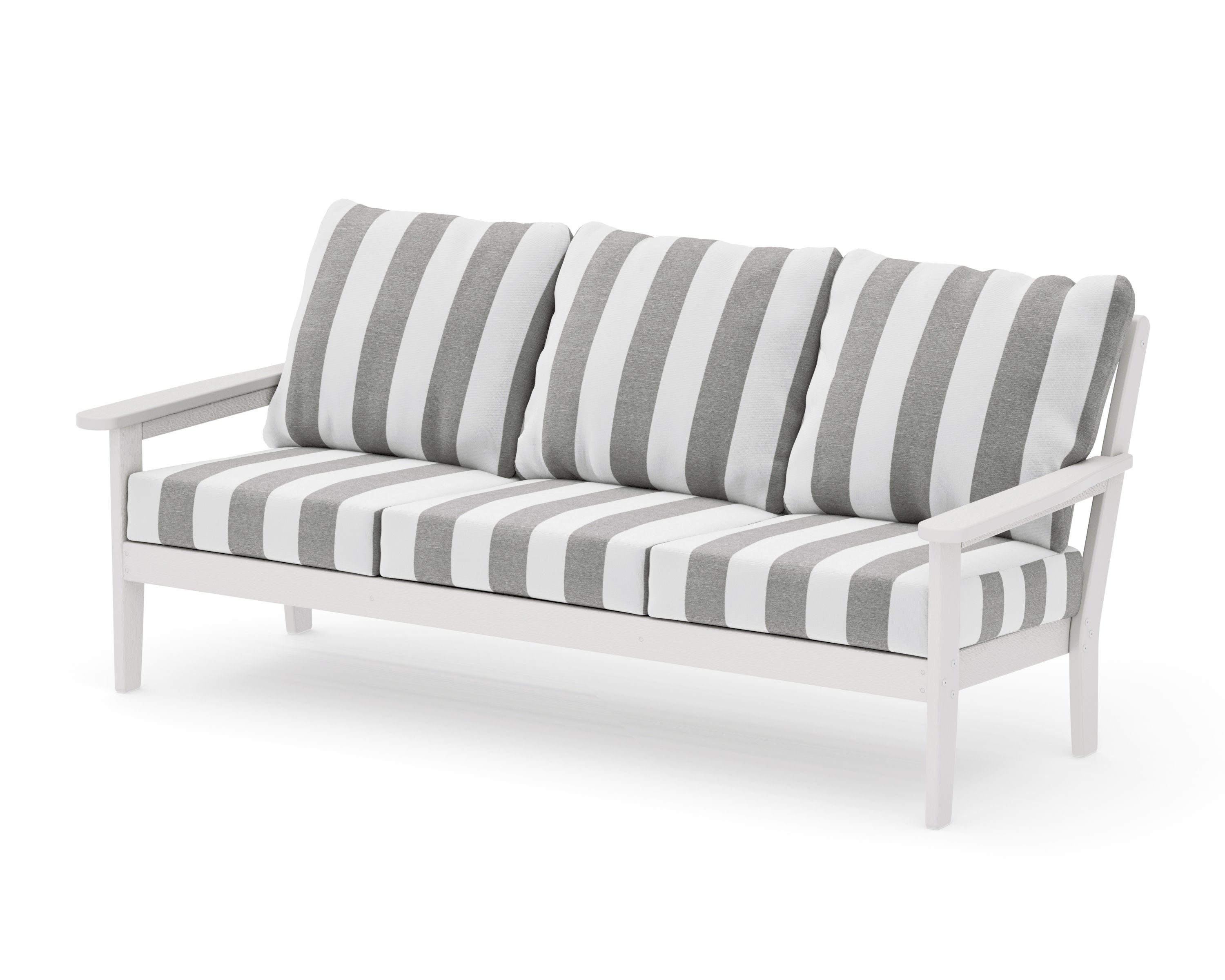 Cottage Deep Seating Sofa in Vintage White / Cabana Stripe Grey Mist