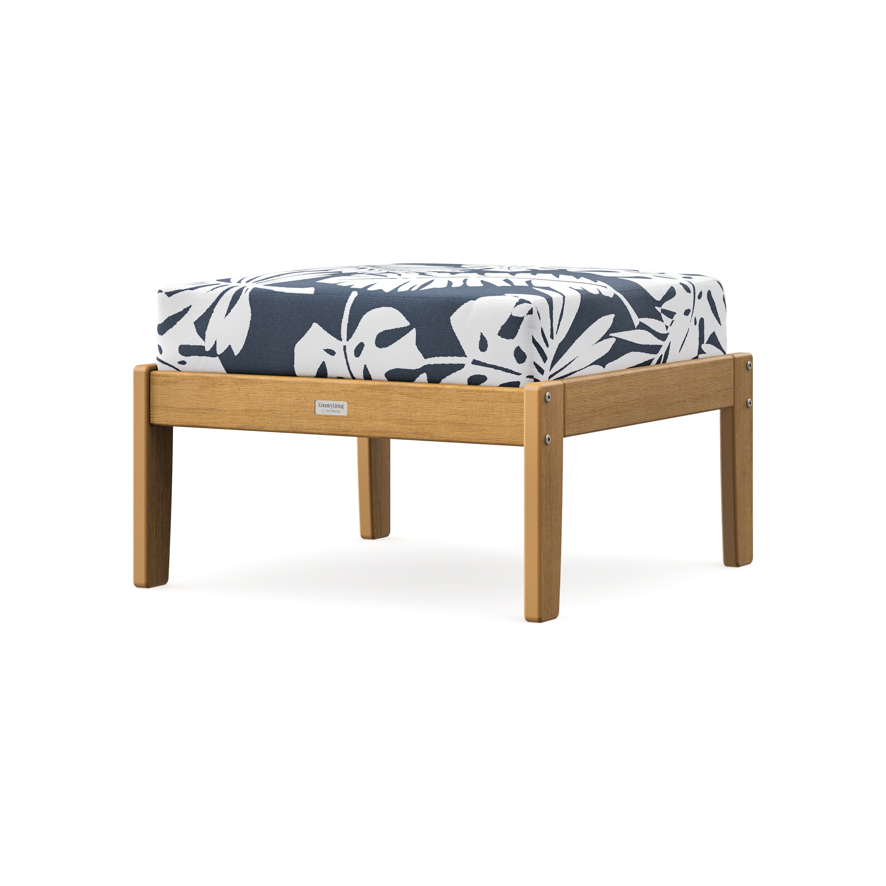 Cottage Deep Seating Ottoman in Natural / Leaf Marine Indigo