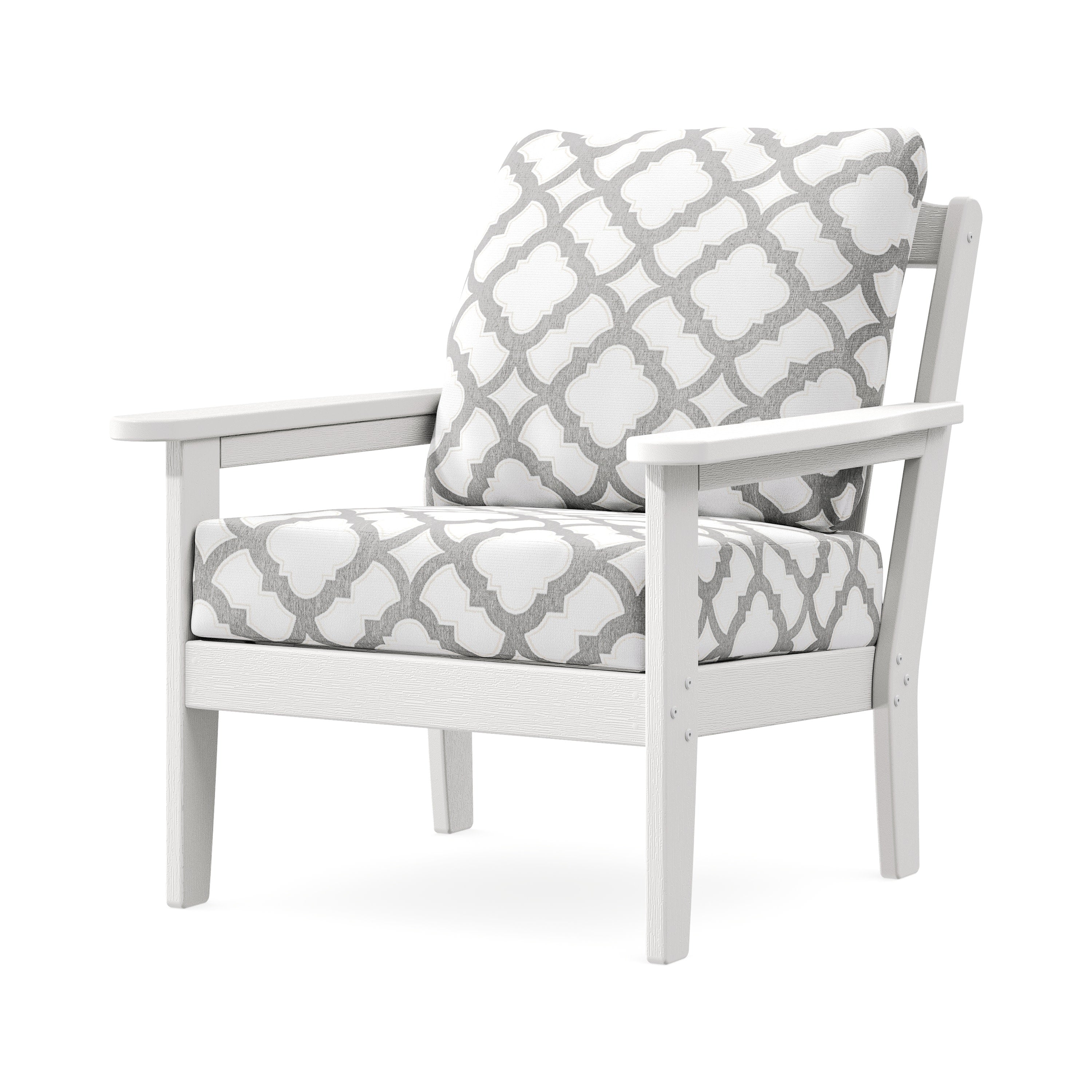 Cottage Deep Seating Chair in Vintage White / Trellis Grey Mist