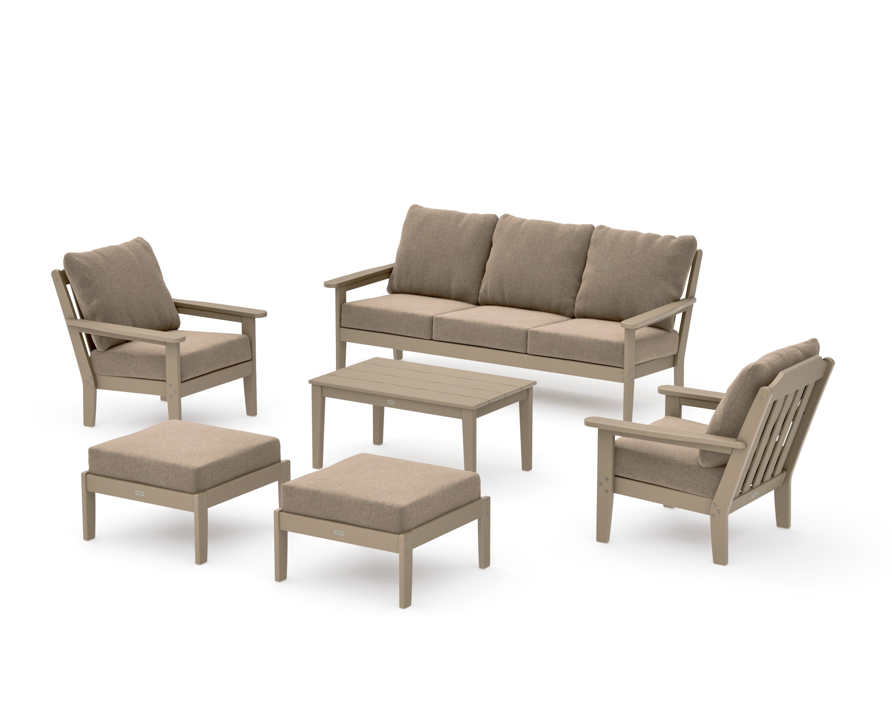Cottage 6-Piece Lounge Sofa Set in Vintage Sahara / Spiced Burlap