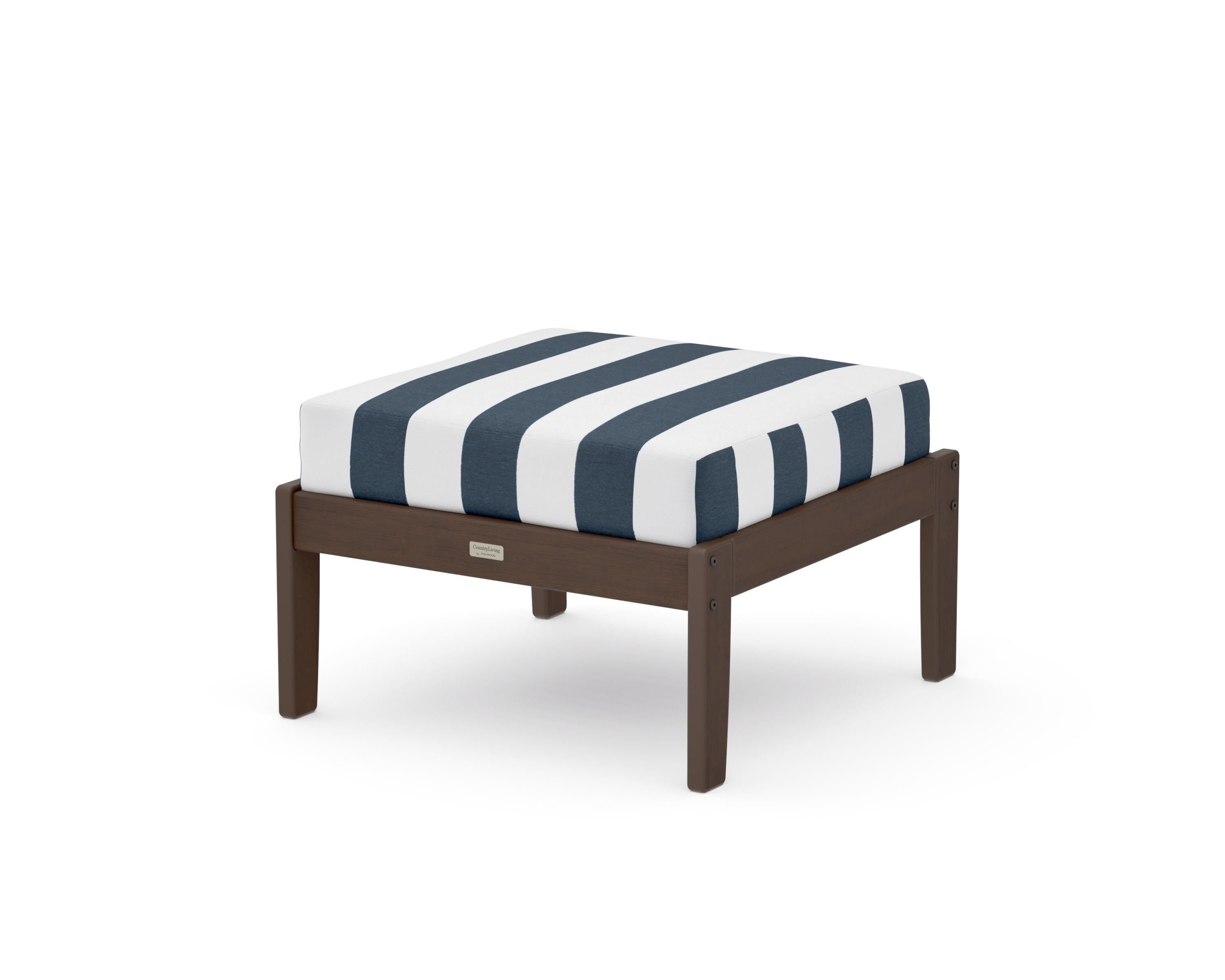 Cottage Deep Seating Ottoman in Kona / Cabana Stripe Marine Indigo