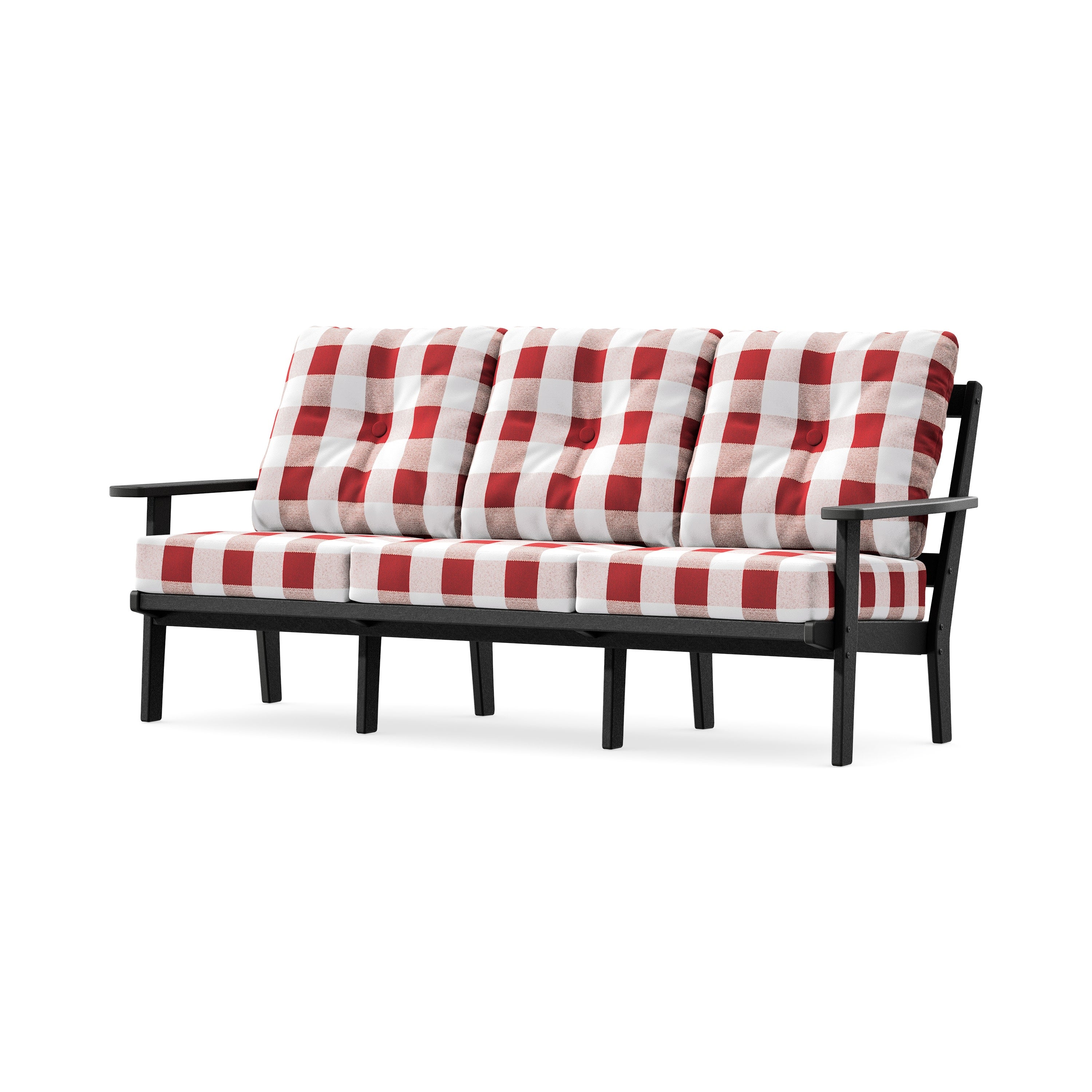 PrairieDeep Seating Sofa in Black / Buffalo Plaid Crimson