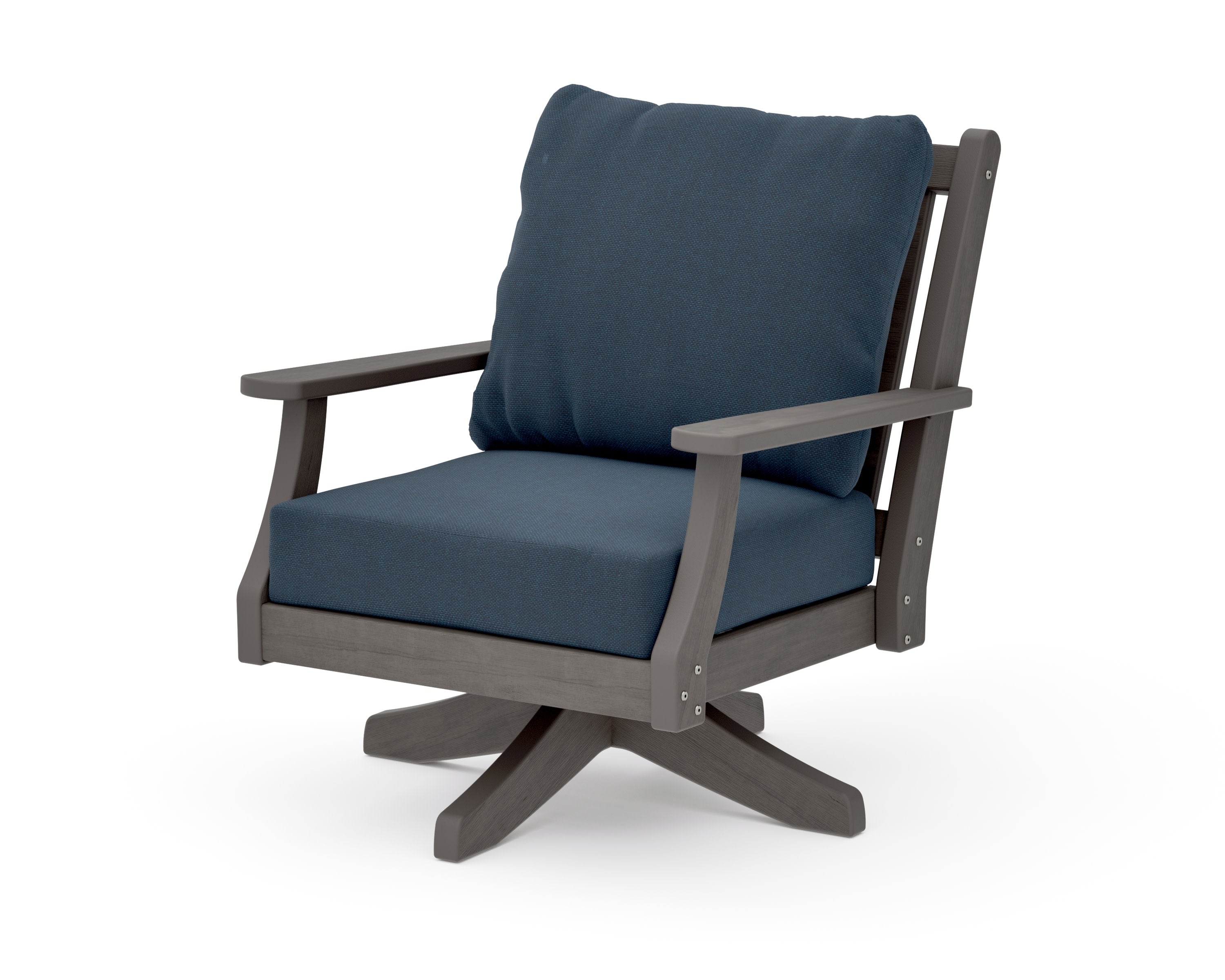Wovendale Deep Seating Swivel Chair in Driftwood / Marine Indigo