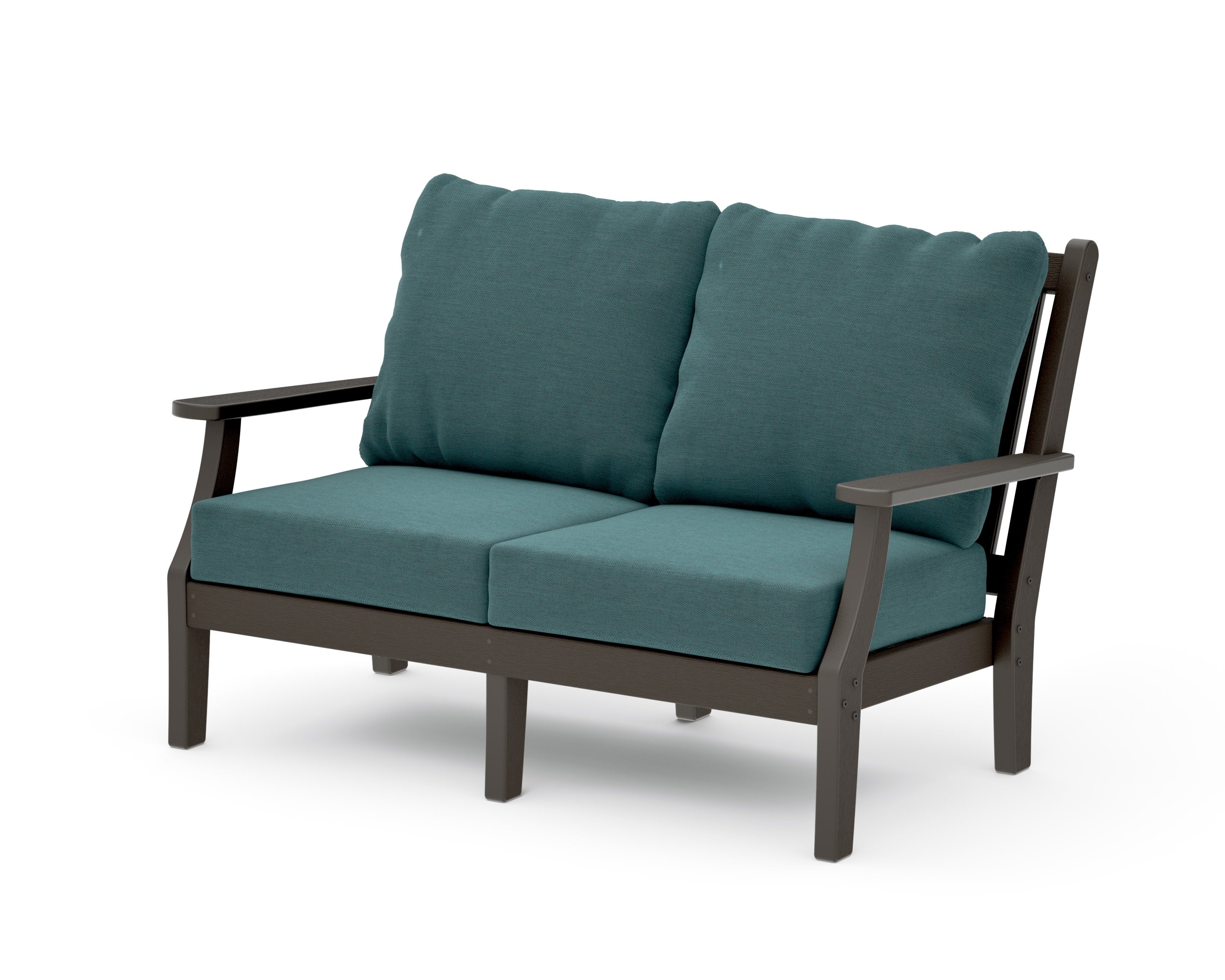 Wovendale Deep Seating Loveseat in Vintage Coffee / Ocean Teal