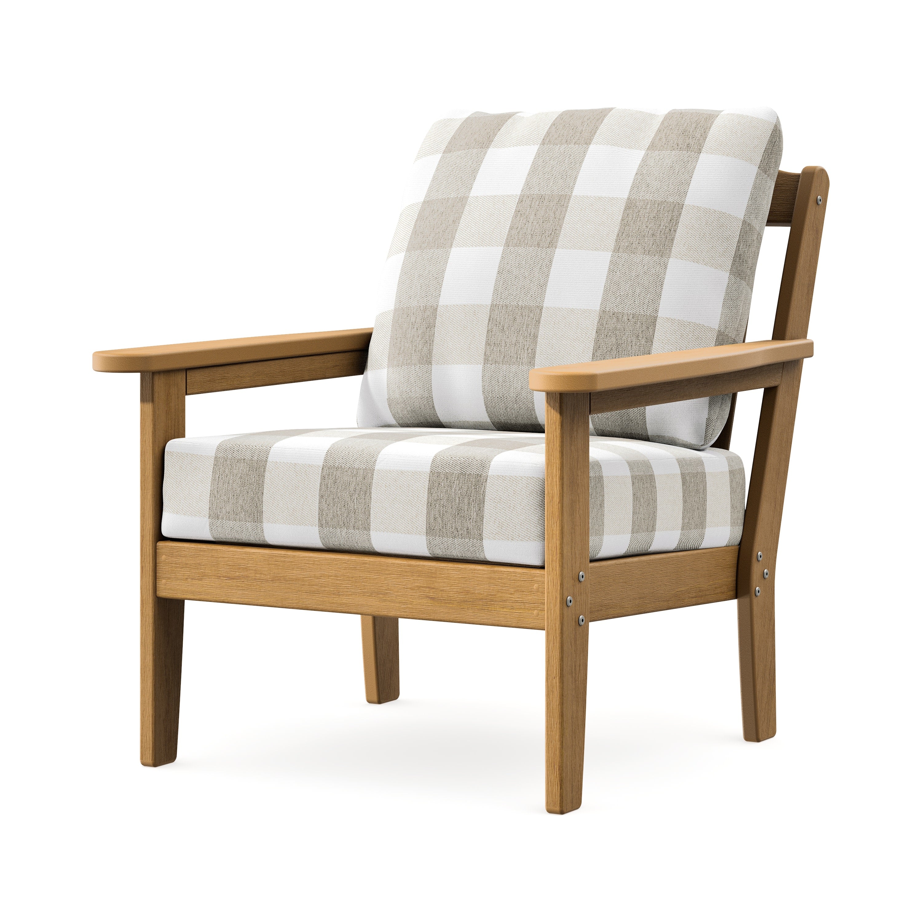 Cottage Deep Seating Chair in Natural / Buffalo Plaid Dune Burlap