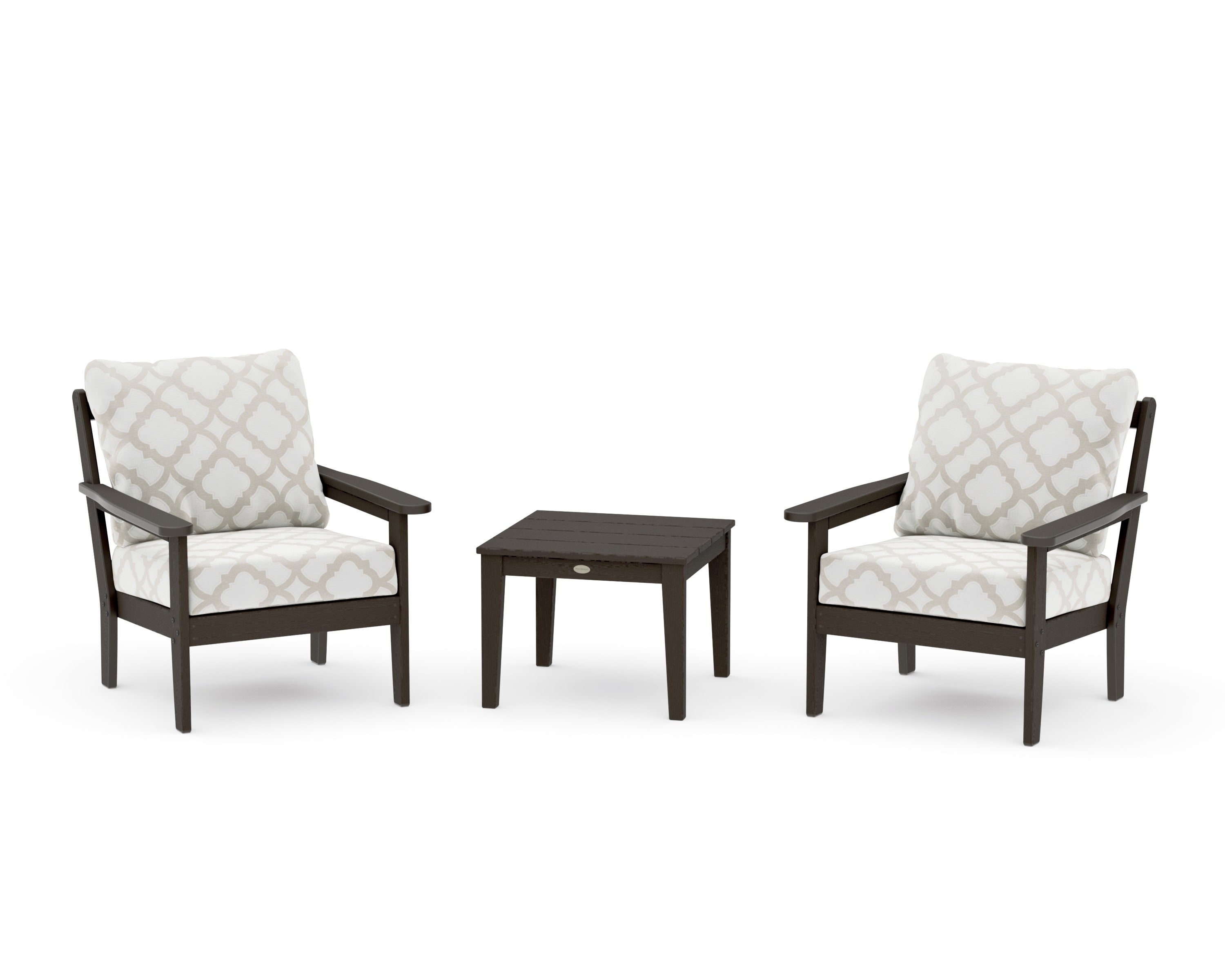 Cottage 3-Piece Deep Seating Set in Vintage Coffee / Trellis Dune Burlap