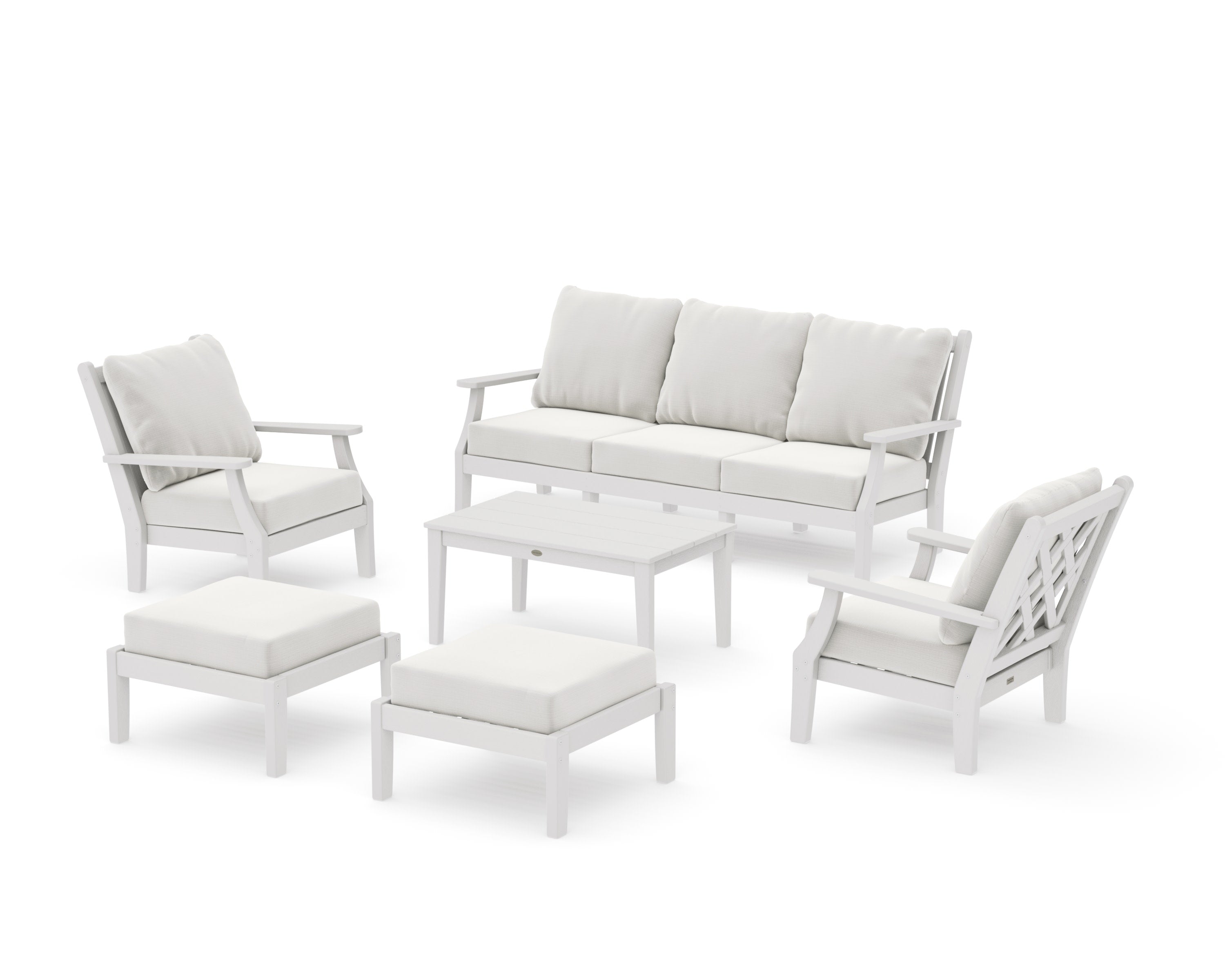 Wovendale 6-Piece Lounge Sofa Set in Vintage White / Natural Linen