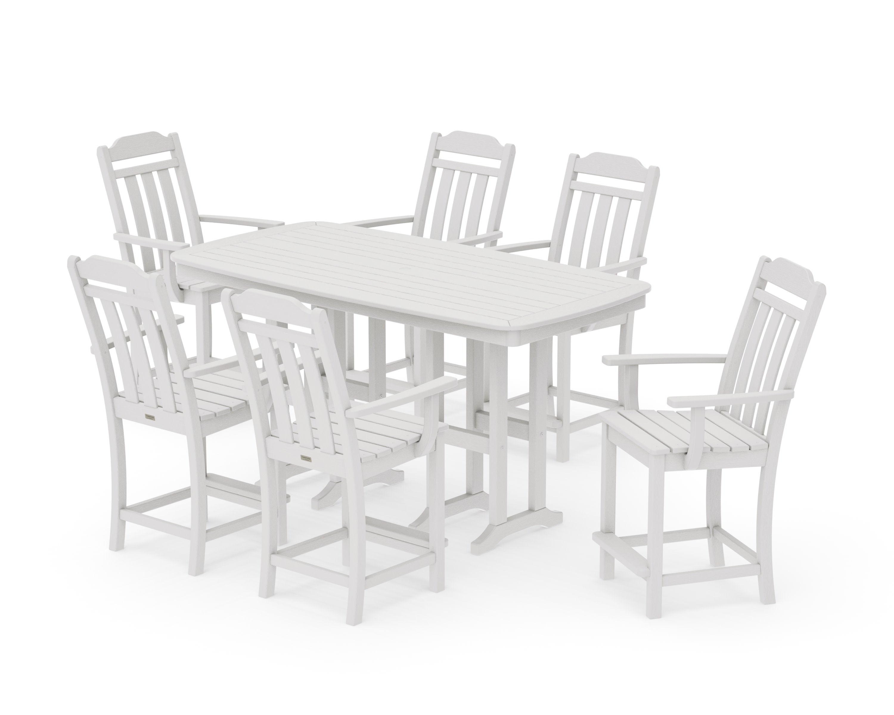 Cottage Arm Chair 7-Piece Counter Set in Vintage White