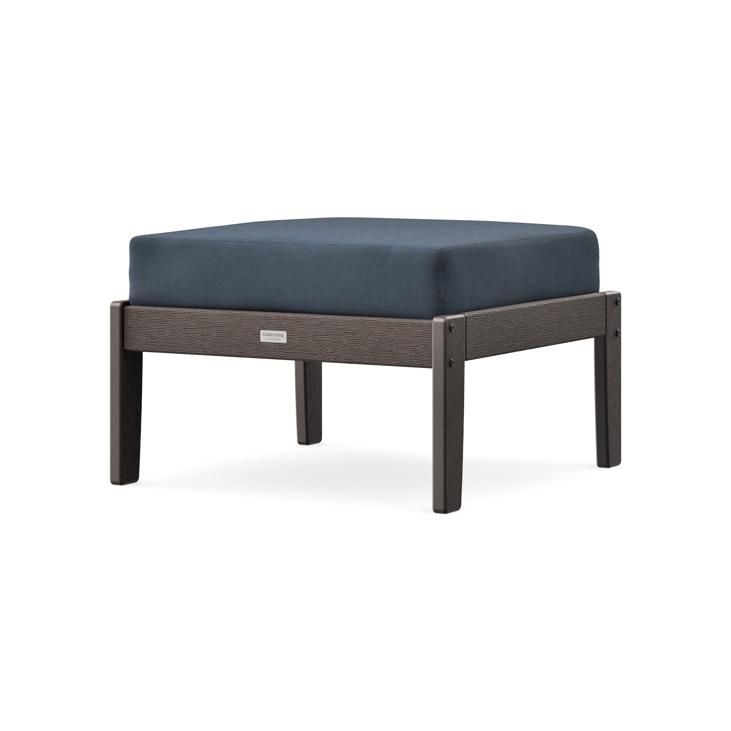 Cottage Deep Seating Ottoman in Vintage Coffee / Marine Indigo