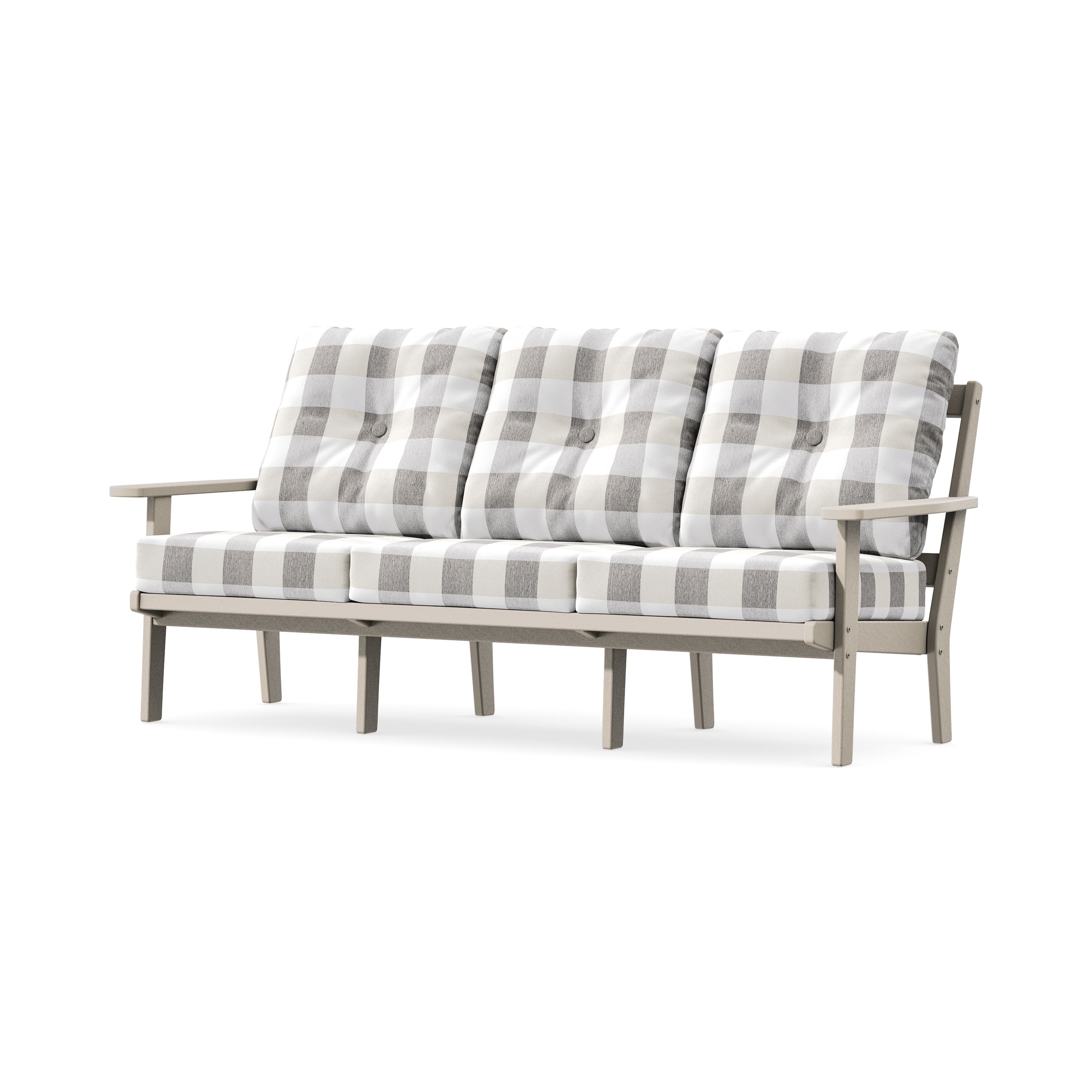 PrairieDeep Seating Sofa in Sand / Buffalo Plaid Grey Mist