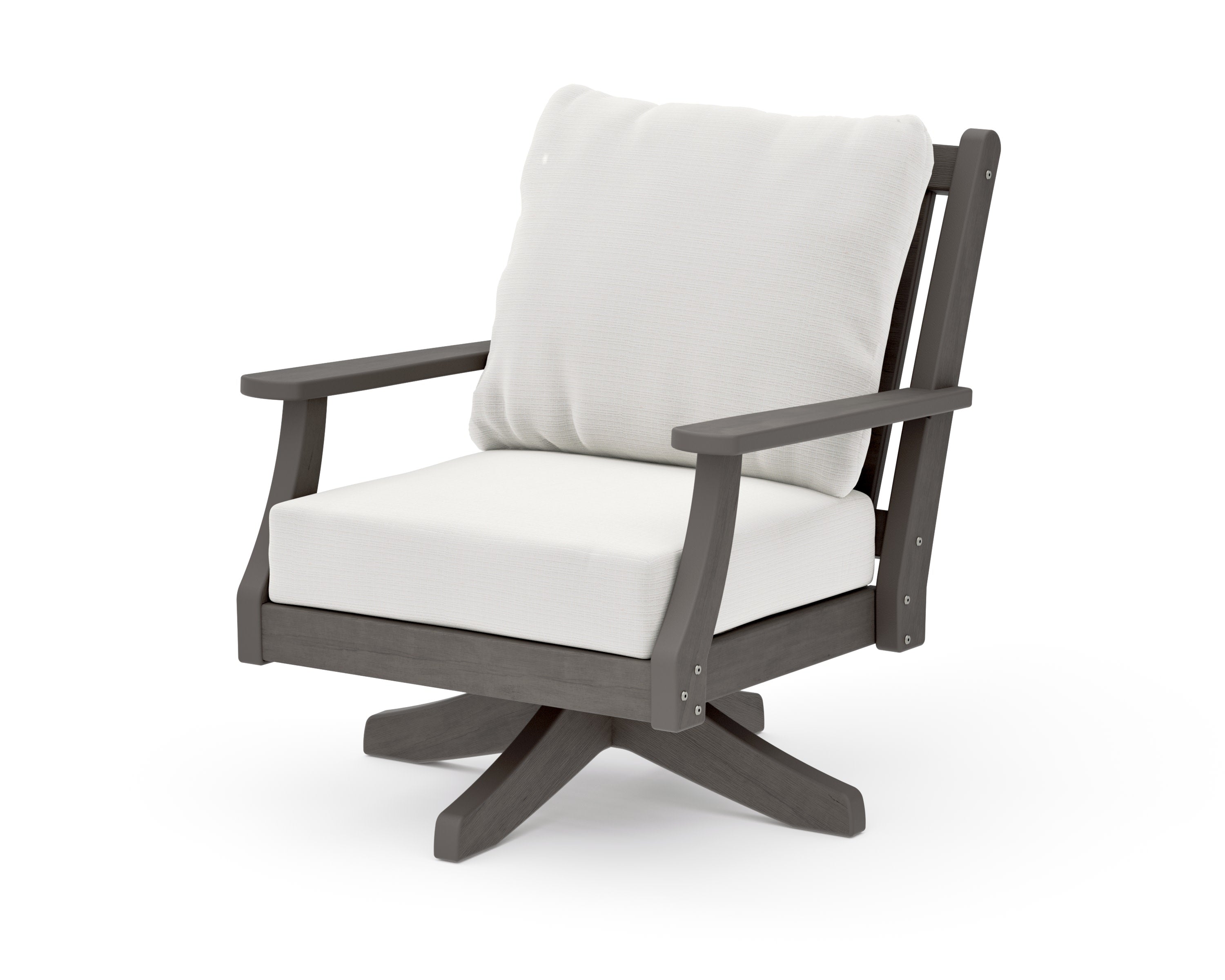 Wovendale Deep Seating Swivel Chair in Driftwood / Natural Linen