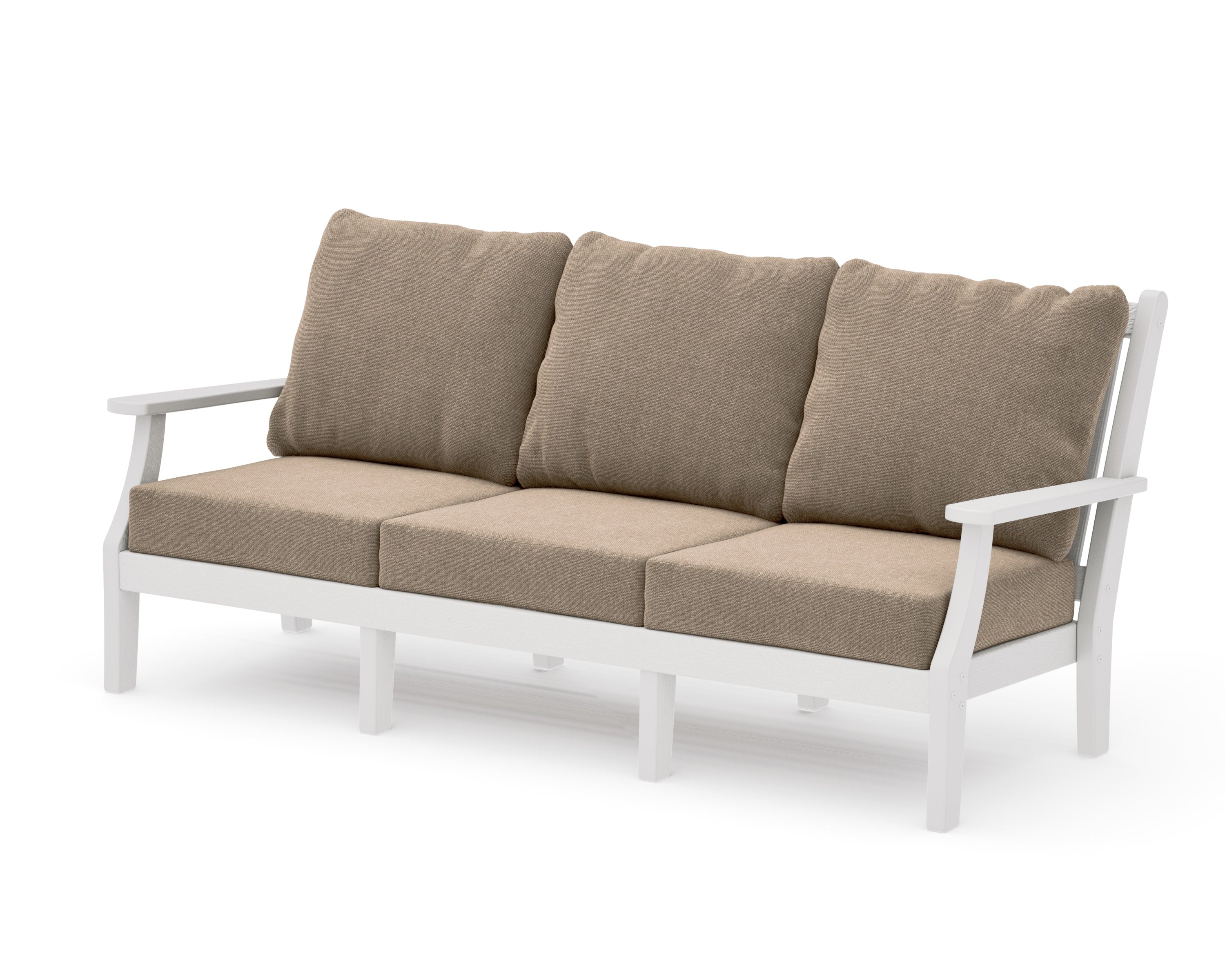 Wovendale Deep Seating Sofa in Vintage White / Spiced Burlap