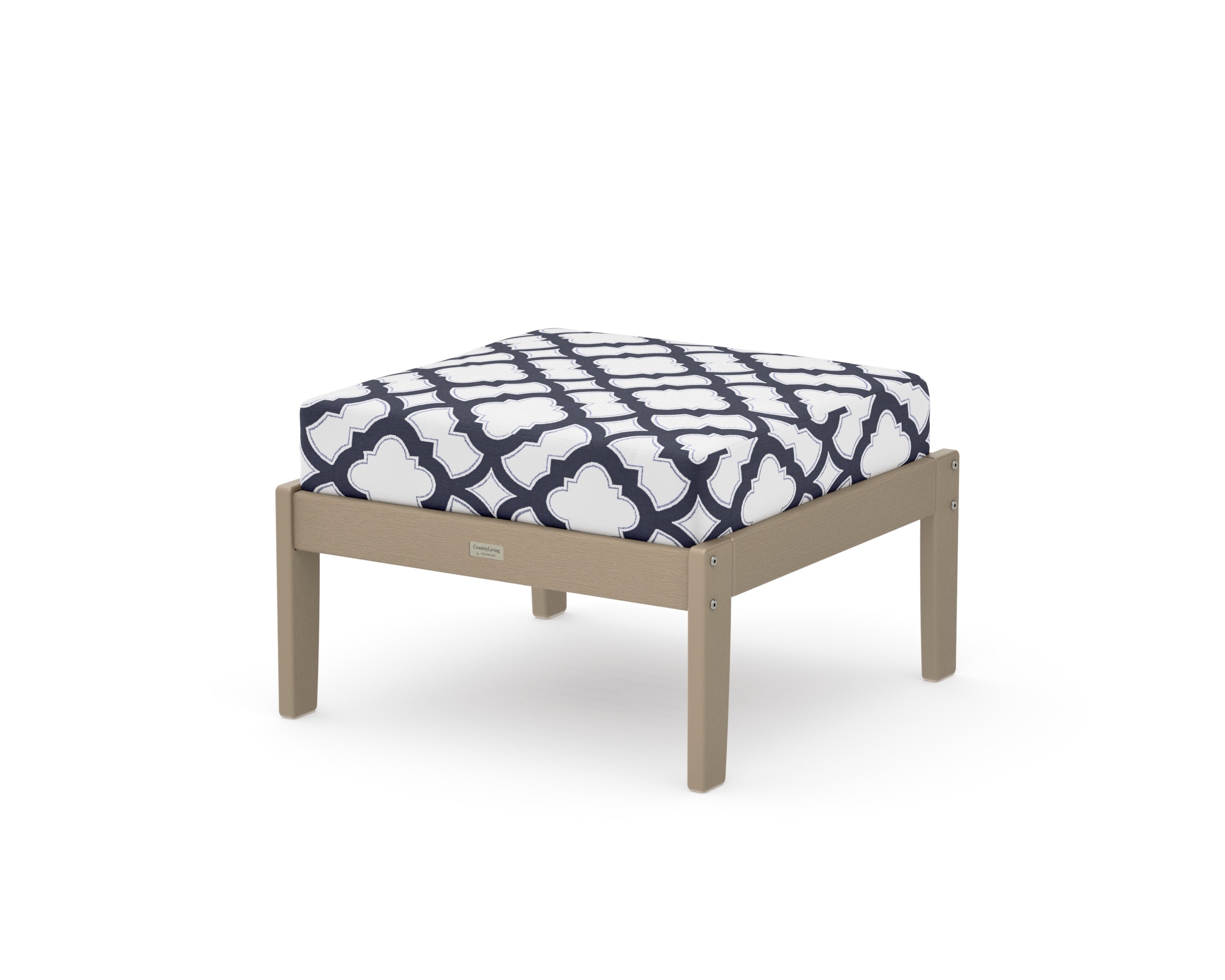 Cottage Deep Seating Ottoman in Vintage Sahara / Trellis Navy