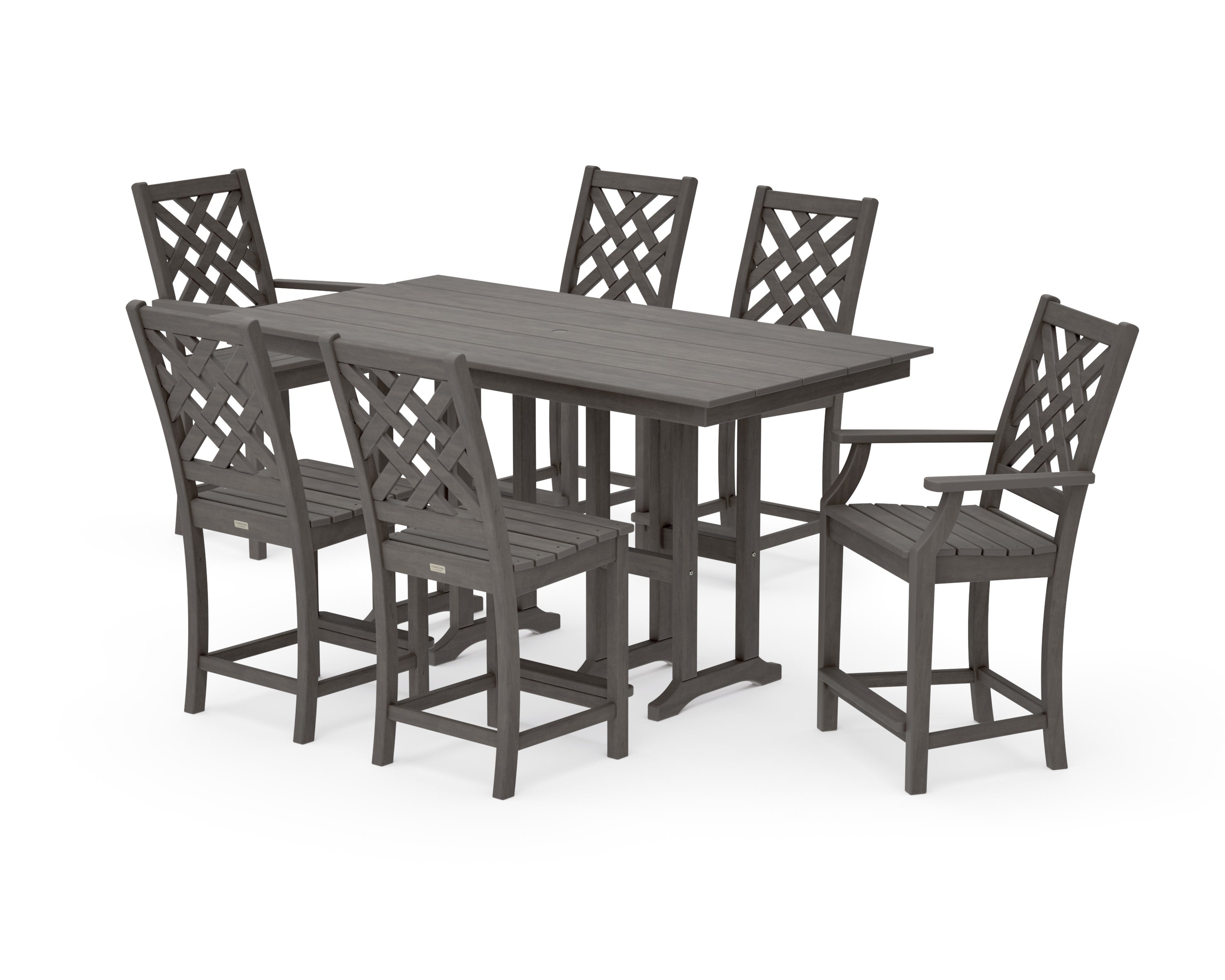 Wovendale 7-Piece Farmhouse Counter Set in Driftwood