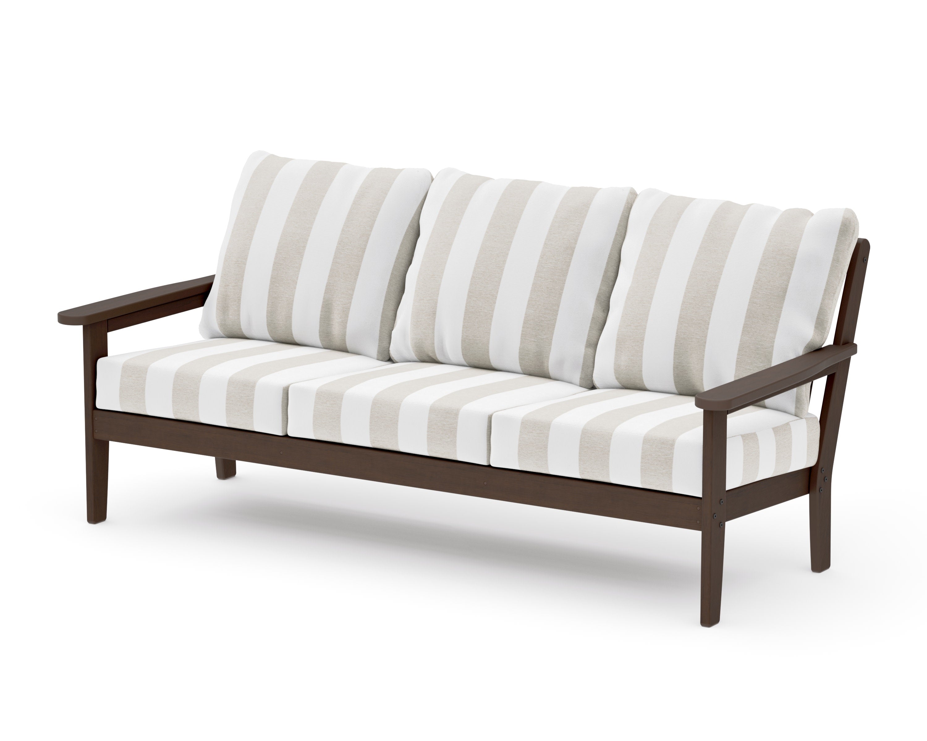 Cottage Deep Seating Sofa in Kona / Cabana Stripe Dune Burlap