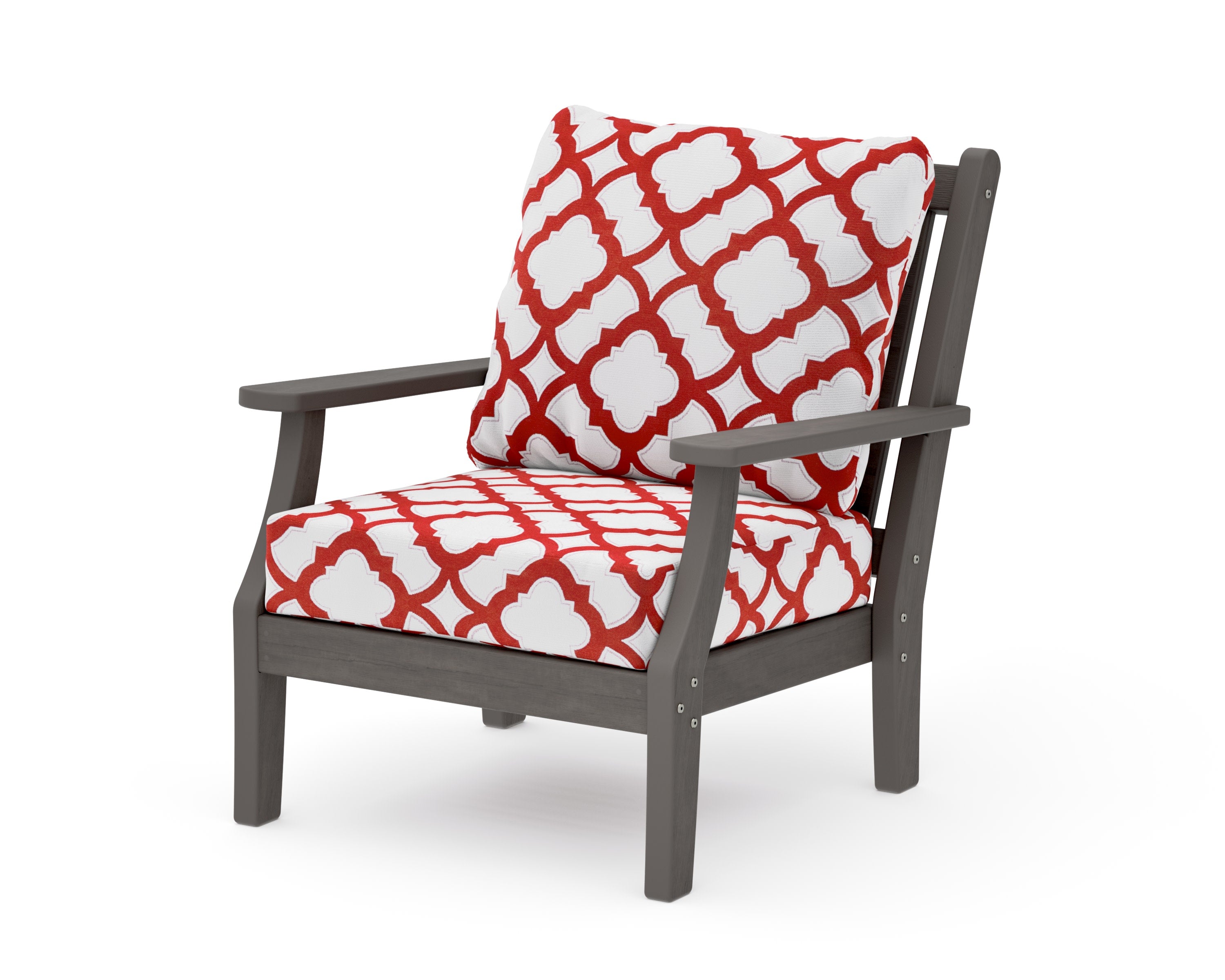 Wovendale Deep Seating Chair in Driftwood / Trellis Crimson
