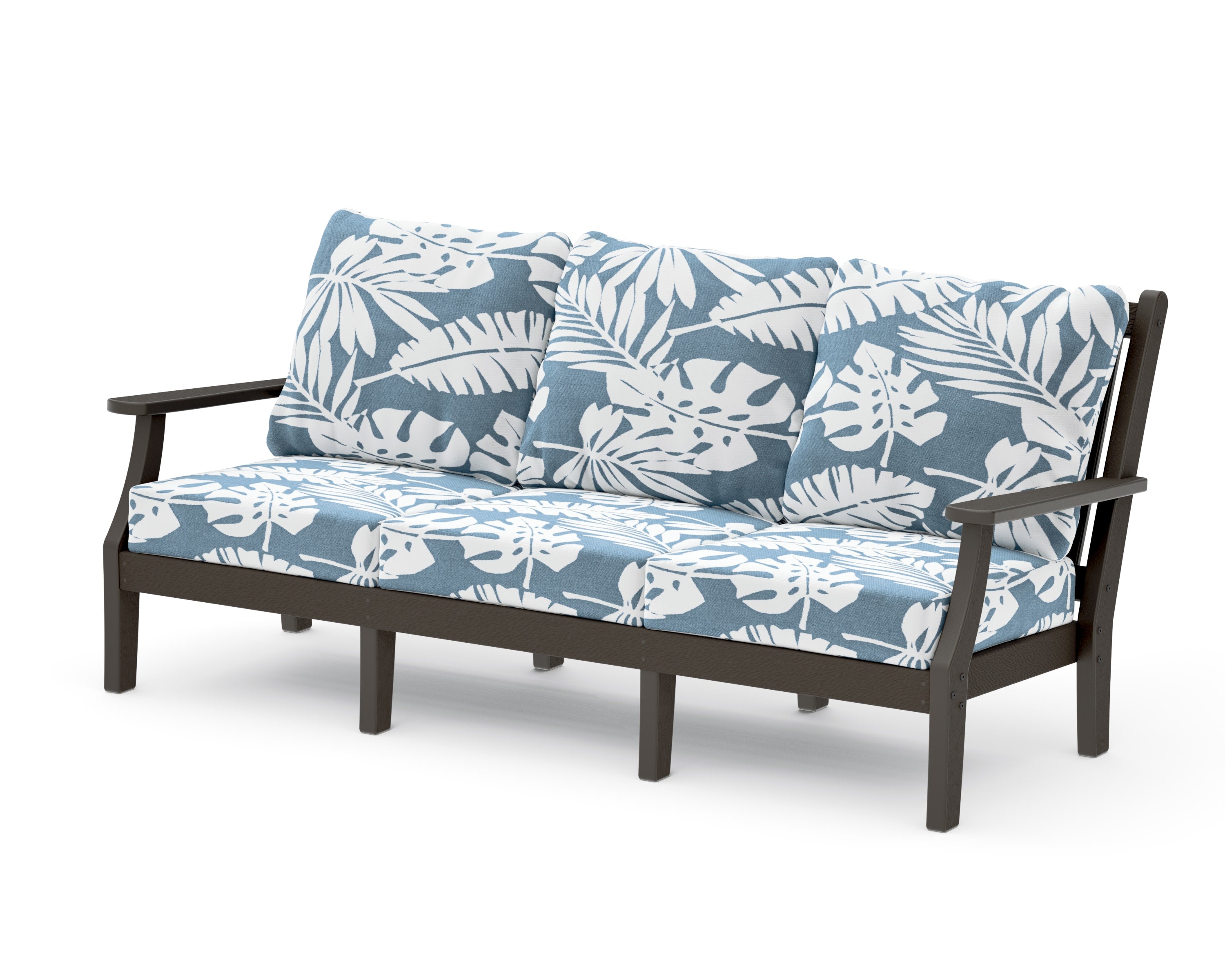 Wovendale Deep Seating Sofa in Vintage Coffee / Leaf Sky Blue