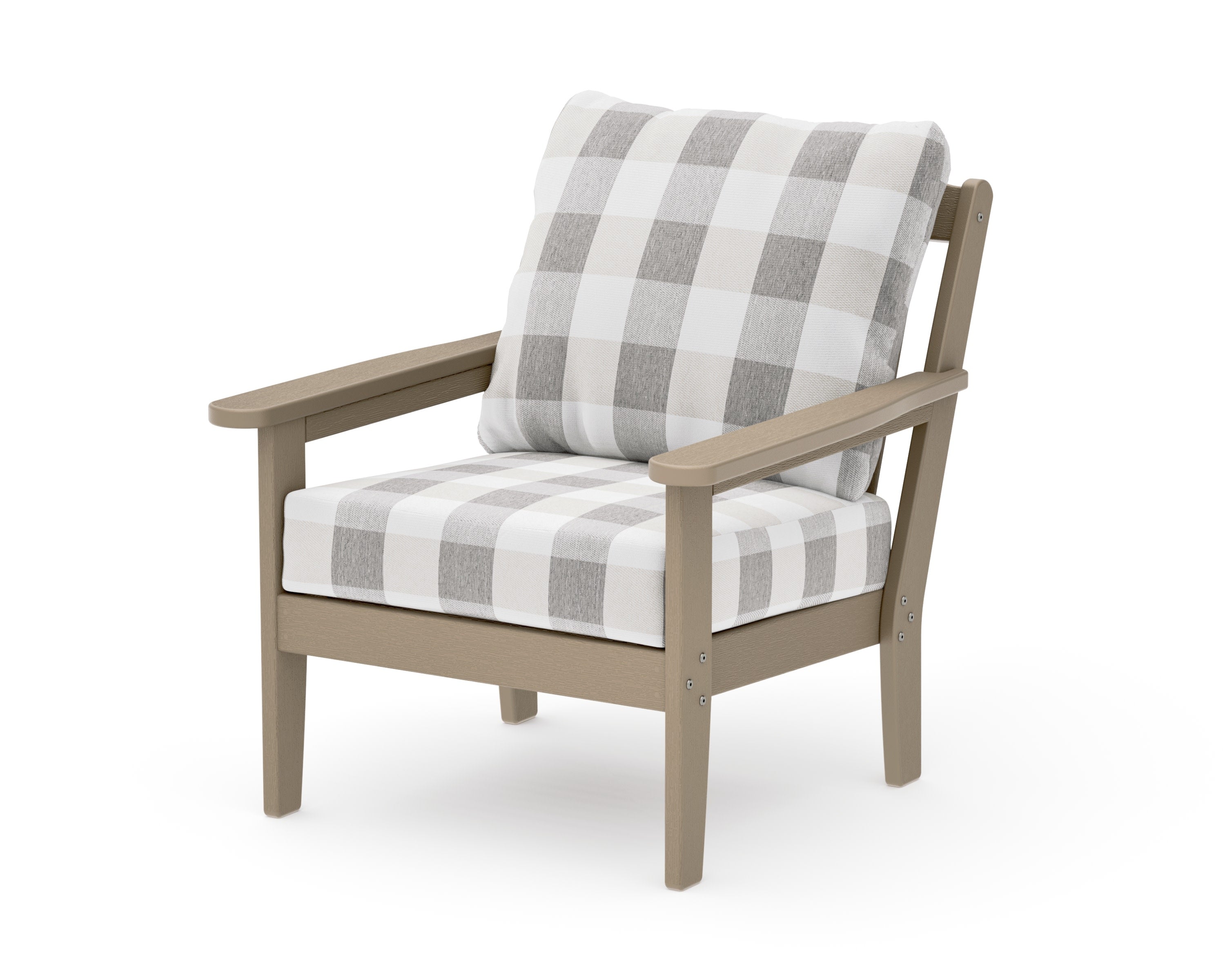 Cottage Deep Seating Chair in Vintage Sahara / Buffalo Plaid Grey Mist