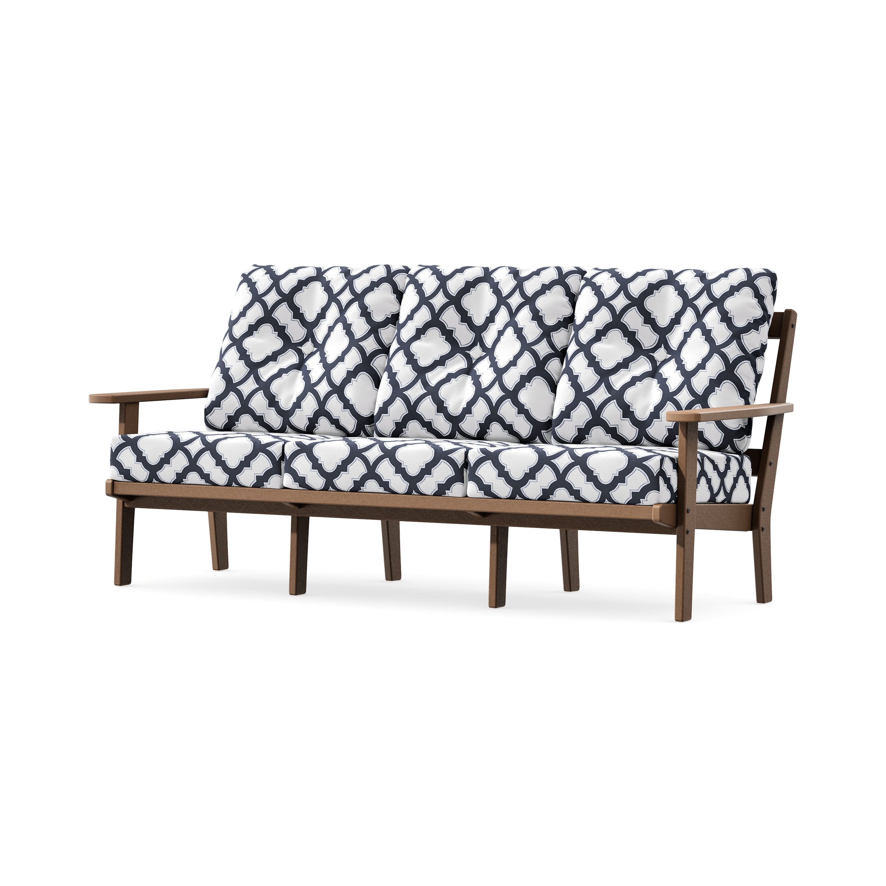 PrairieDeep Seating Sofa in Teak / Trellis Navy