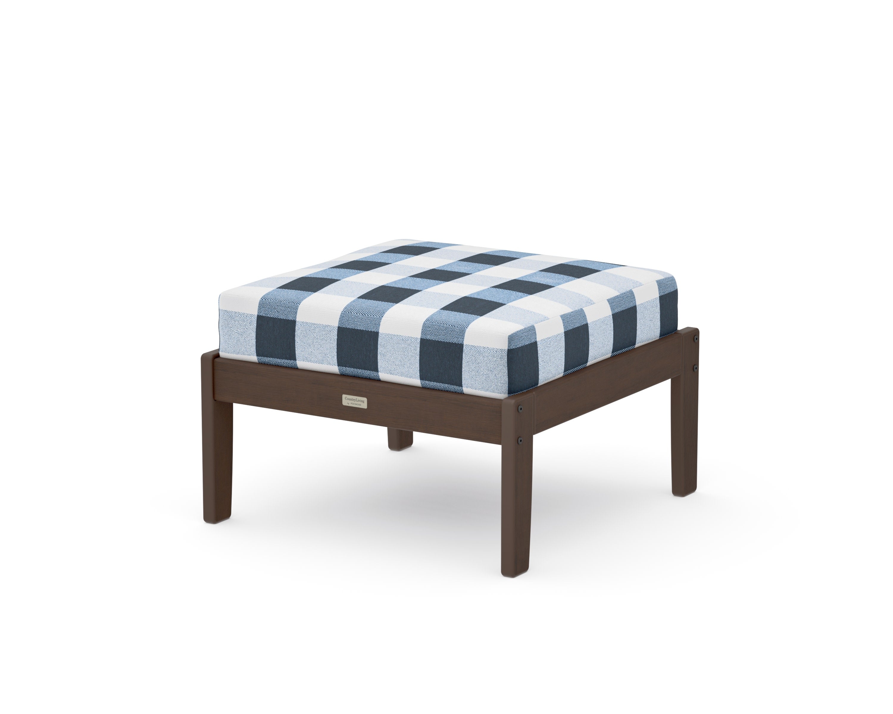 Cottage Deep Seating Ottoman in Kona / Buffalo Plaid Marine Indigo