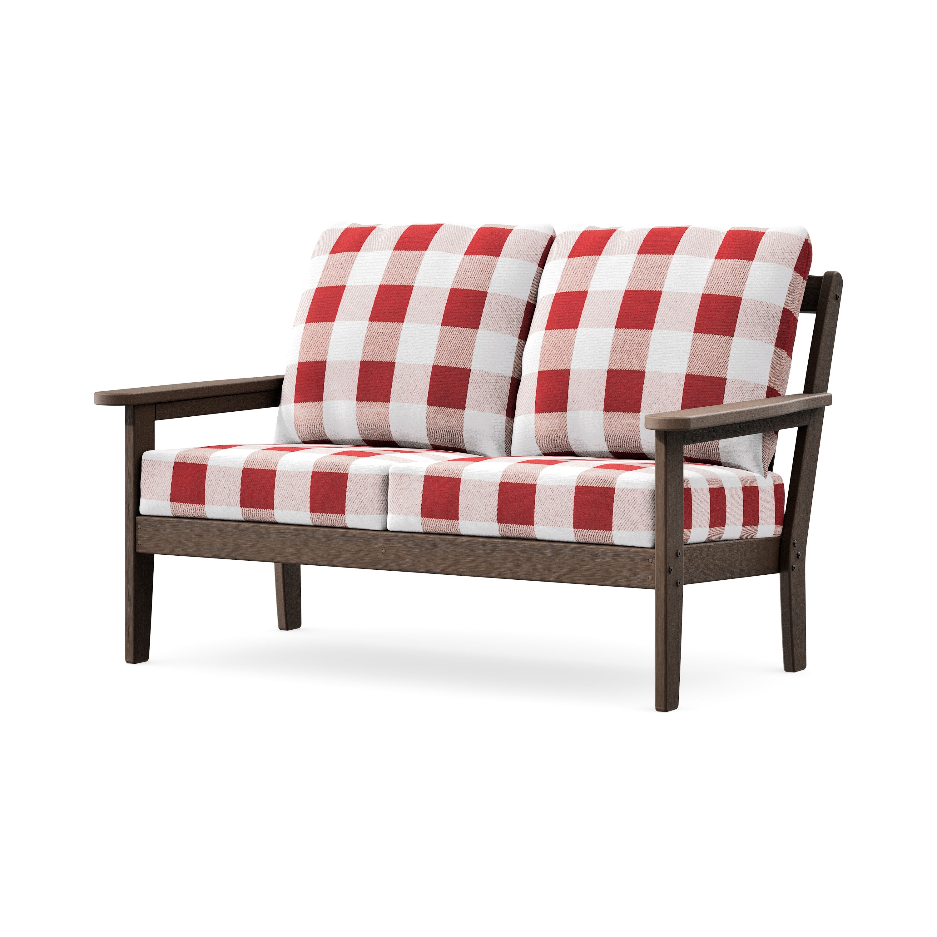 Cottage Deep Seating Loveseat in Kona / Buffalo Plaid Crimson
