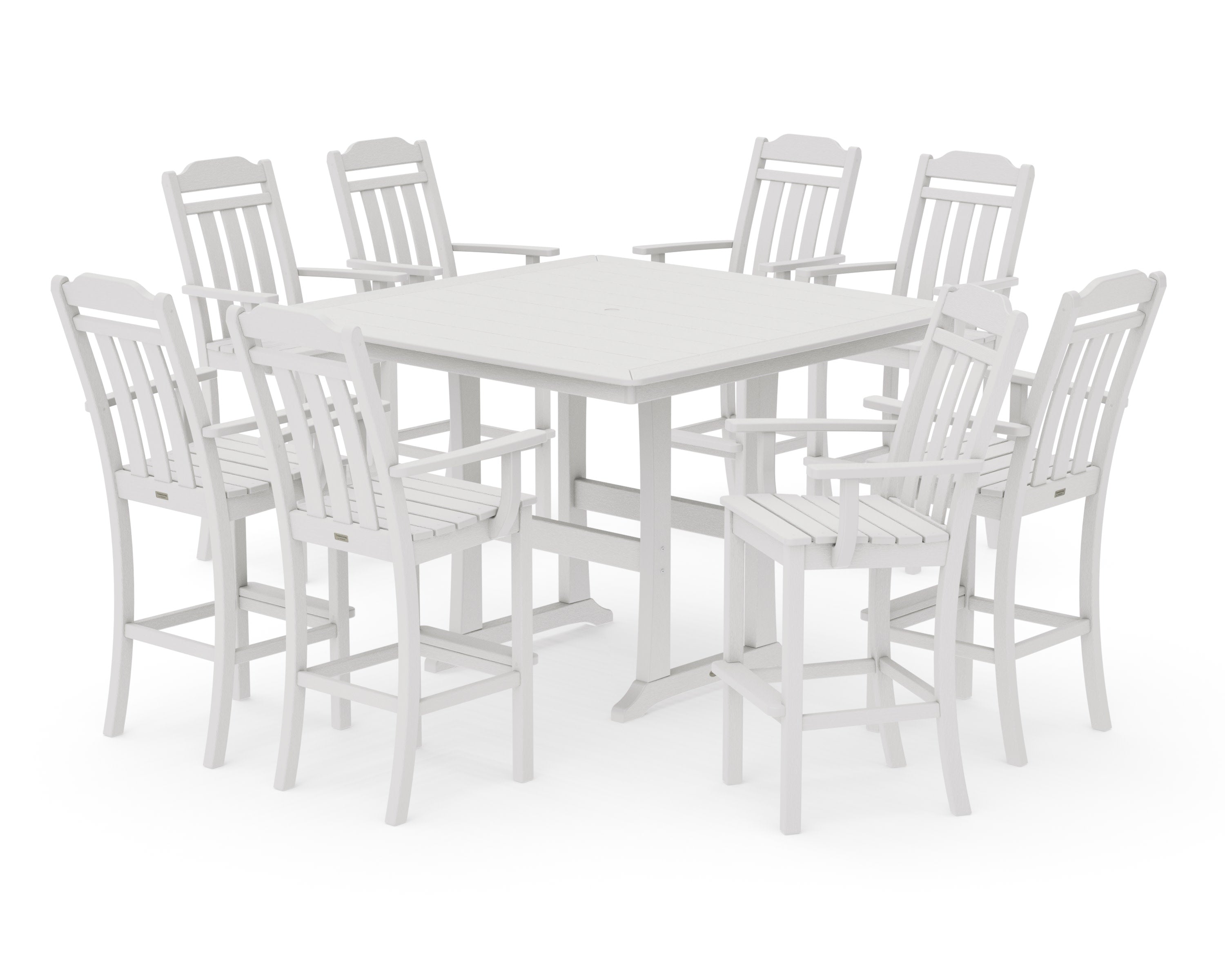 Cottage 9-Piece Bar Set with Trestle Legs in Vintage White