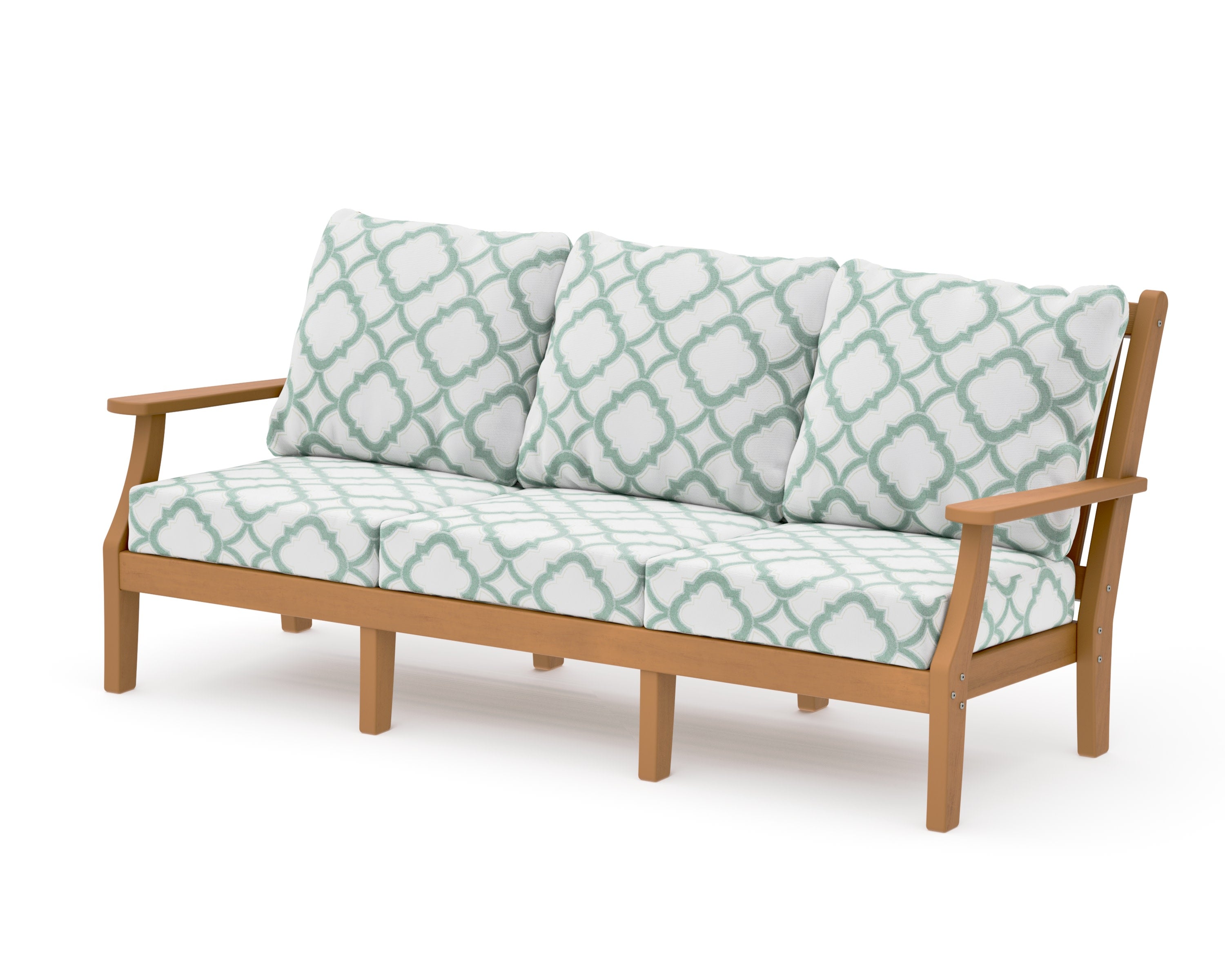 Wovendale Deep Seating Sofa in Natural / Trellis Glacier Spa