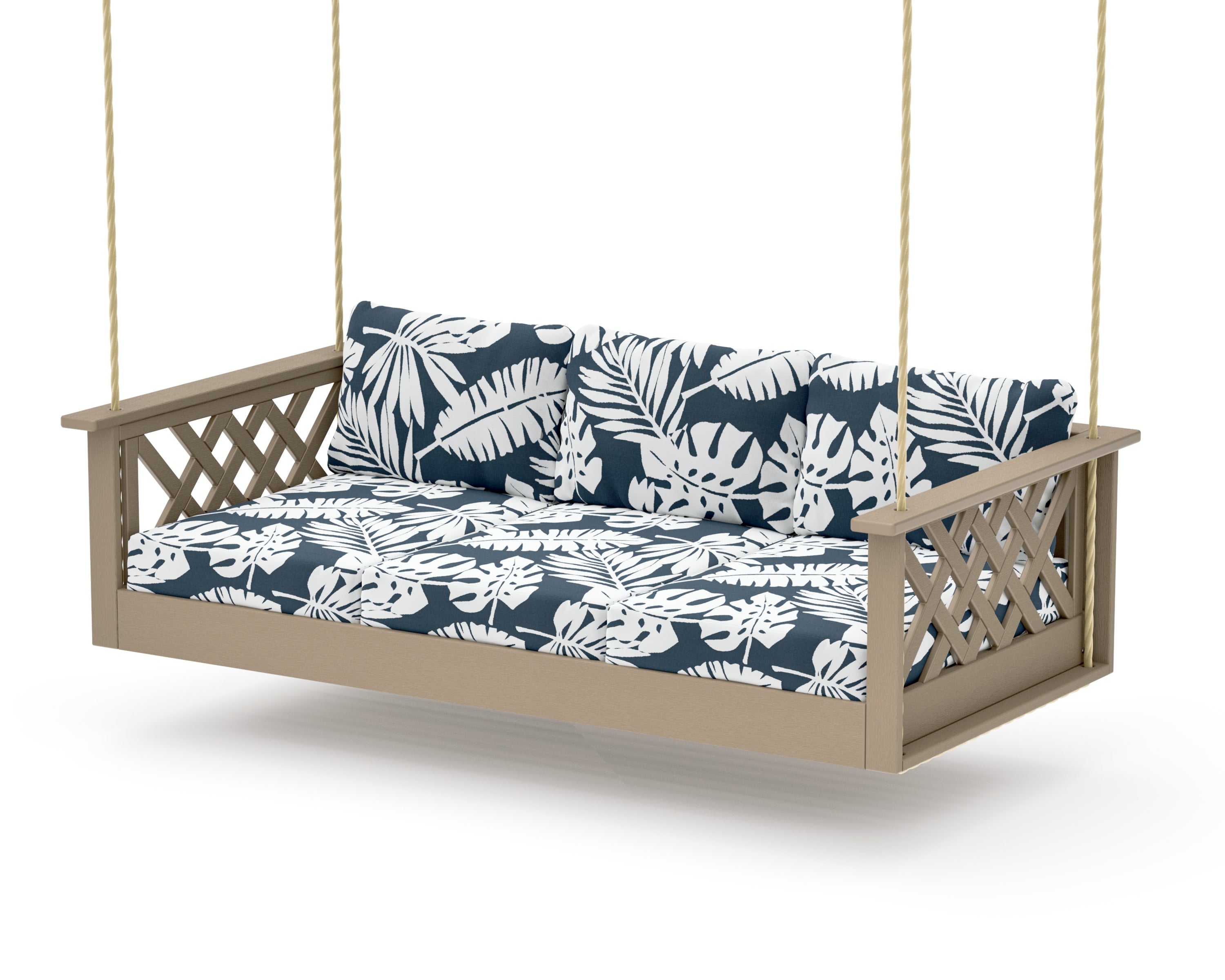 Wovendale Daybed Swing in Vintage Sahara / Leaf Marine Indigo