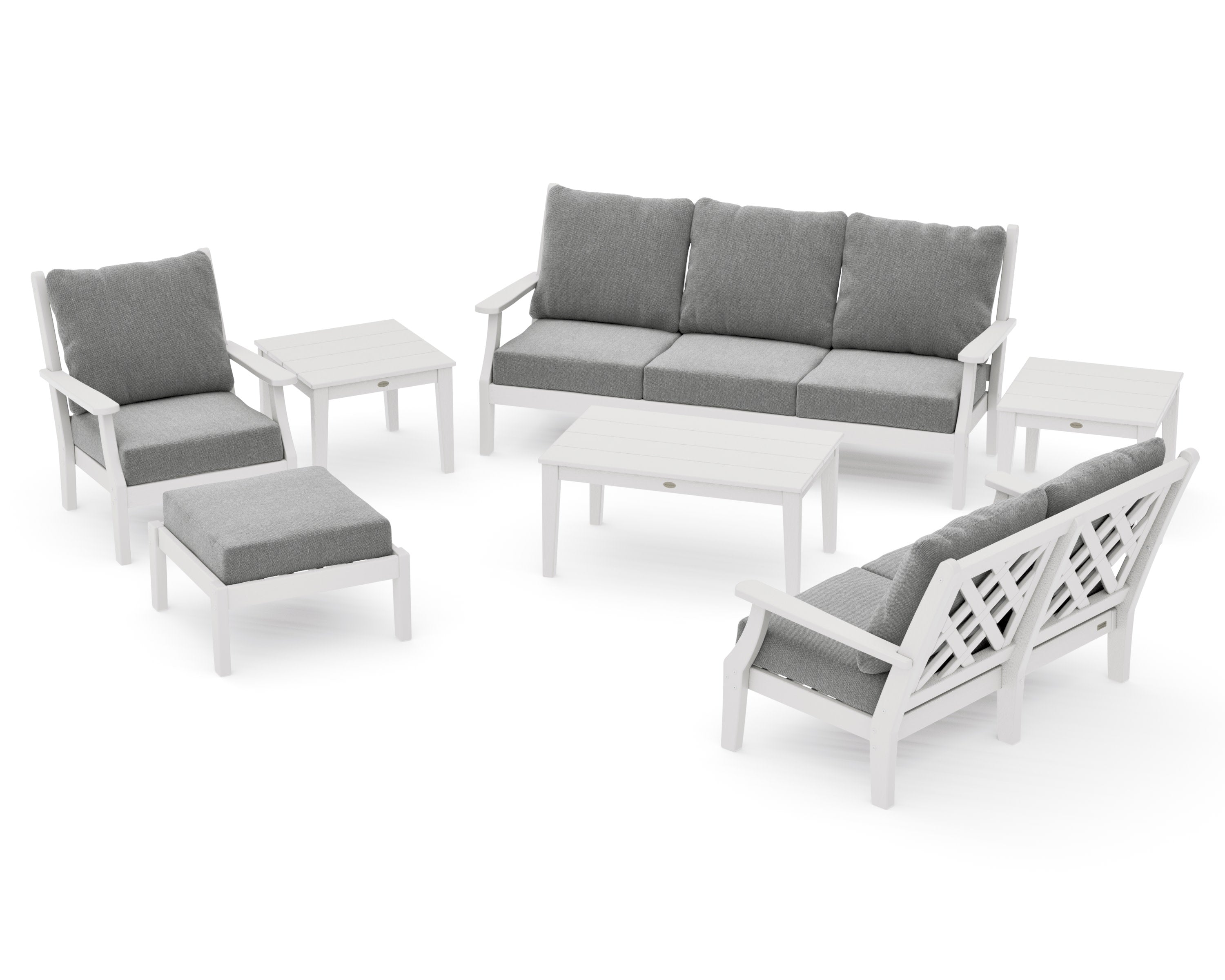 Wovendale 7-Piece Deep Seating Set in Vintage White / Grey Mist