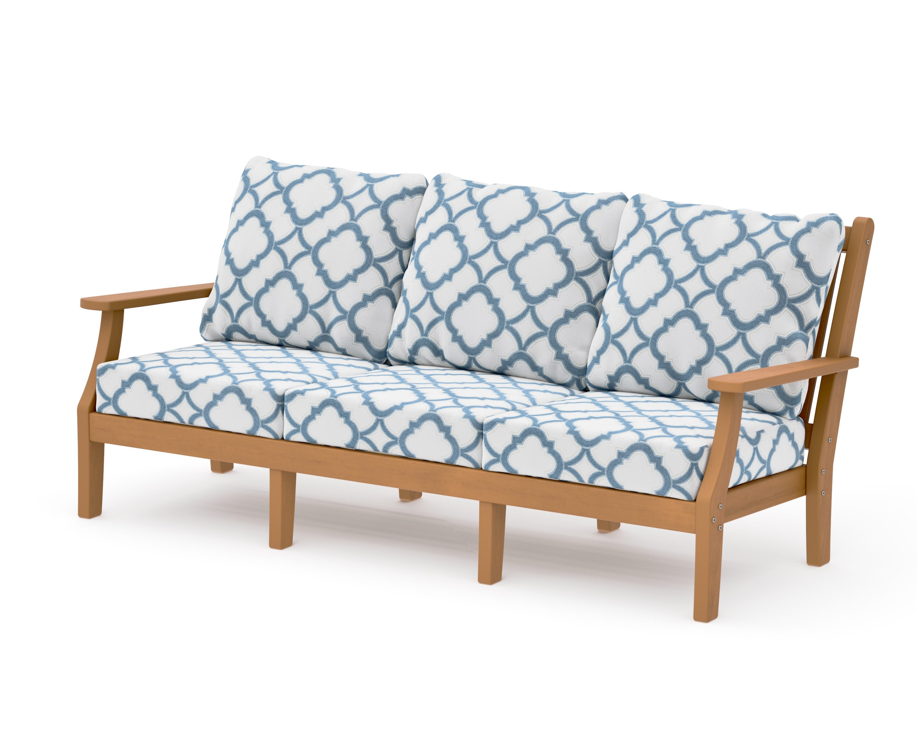 Wovendale Deep Seating Sofa in Natural / Trellis Sky Blue