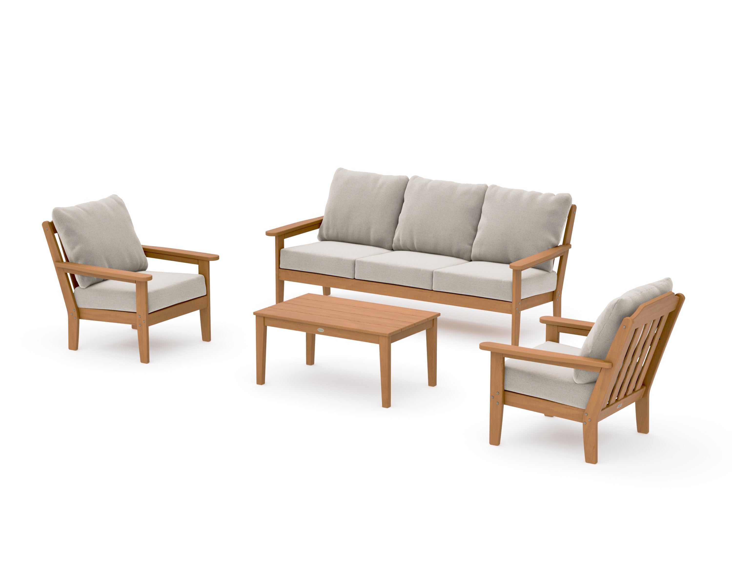 Cottage 4-Piece Deep Seating Set with Sofa in Natural / Dune Burlap