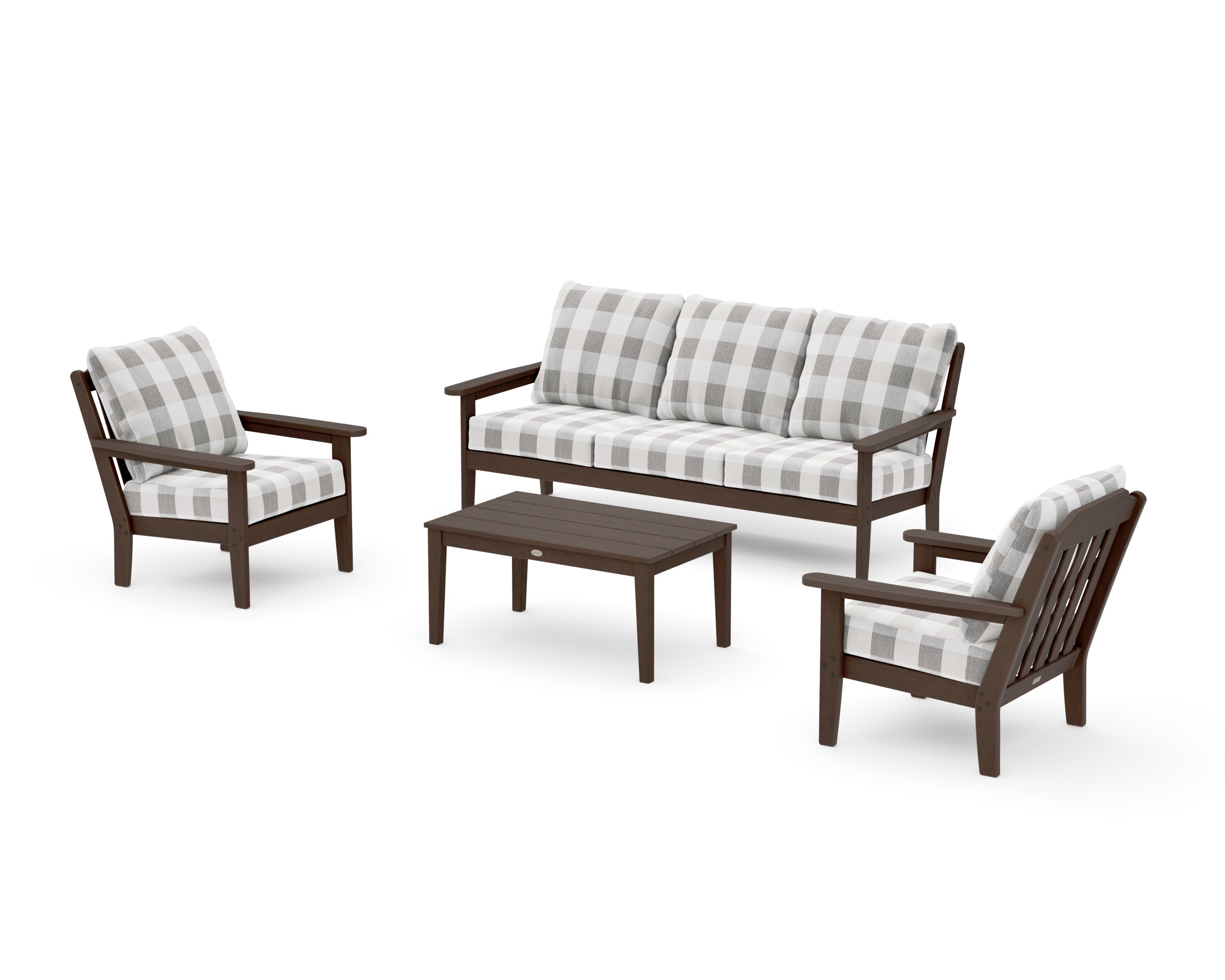 Cottage 4-Piece Deep Seating Set with Sofa in Kona / Buffalo Plaid Grey Mist
