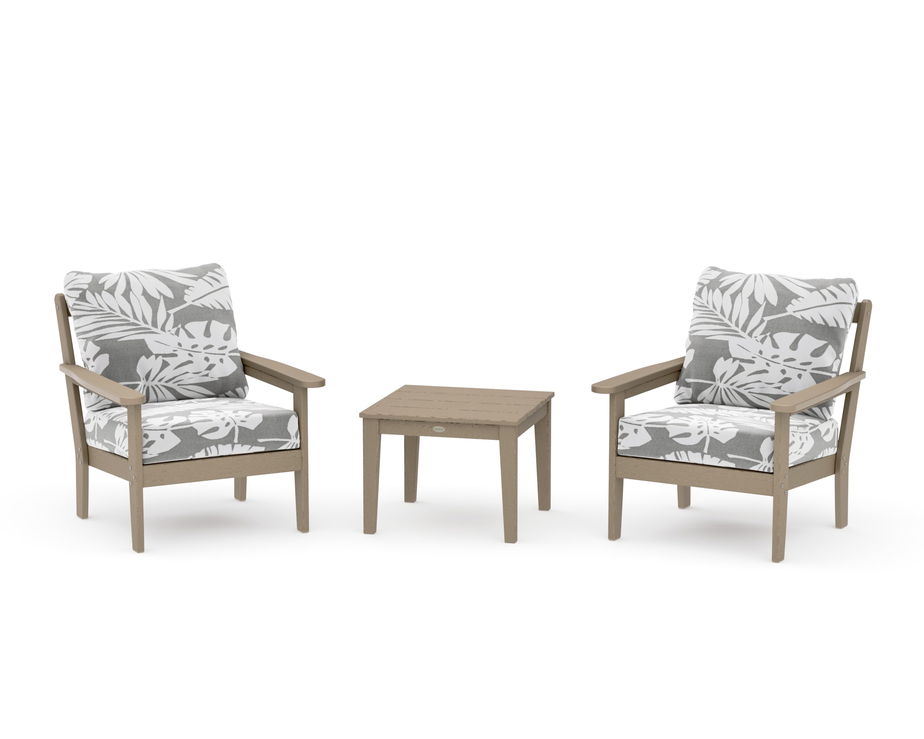 Cottage 3-Piece Deep Seating Set in Vintage Sahara / Leaf Grey Mist