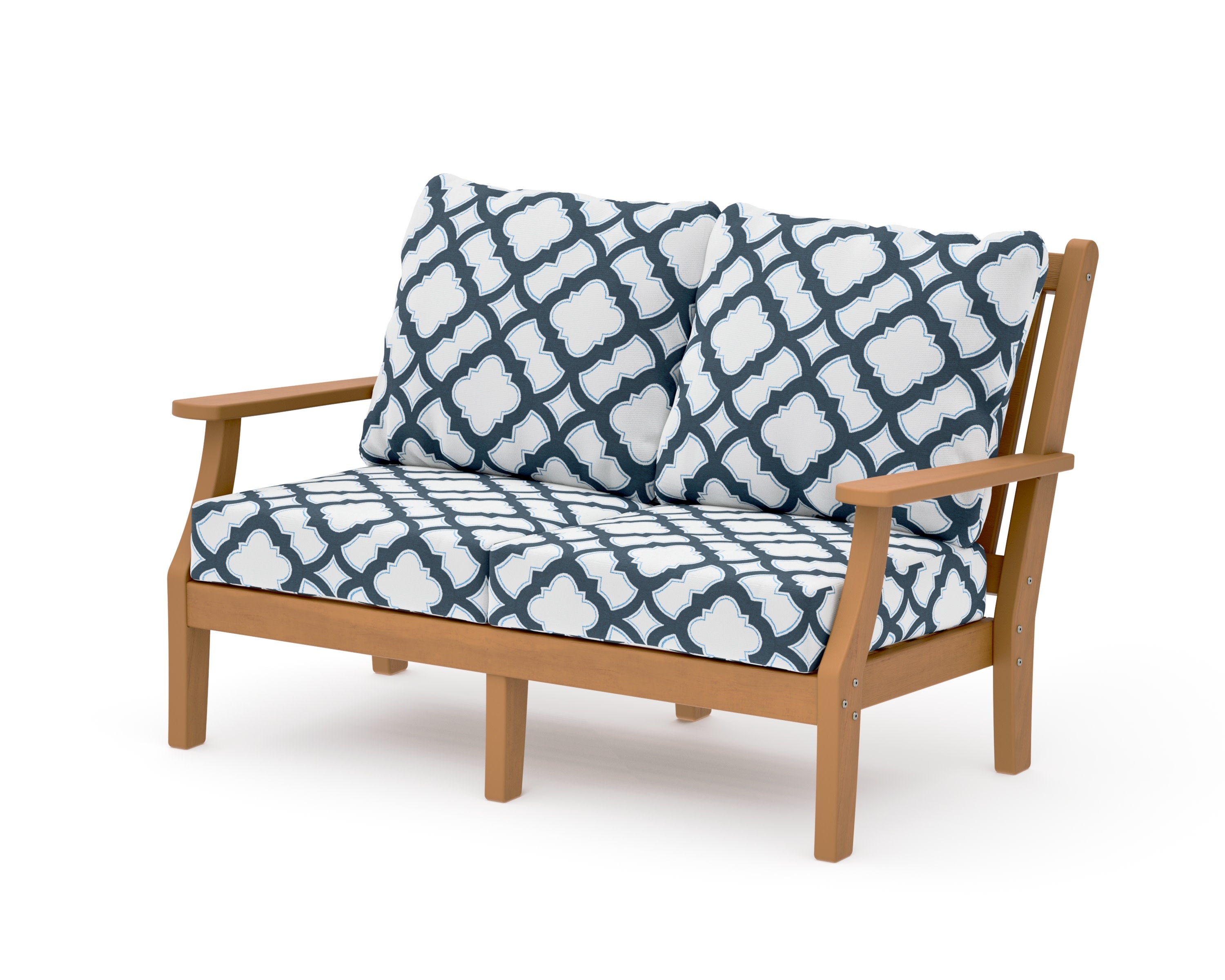 Wovendale Deep Seating Loveseat in Natural / Trellis Marine Indigo