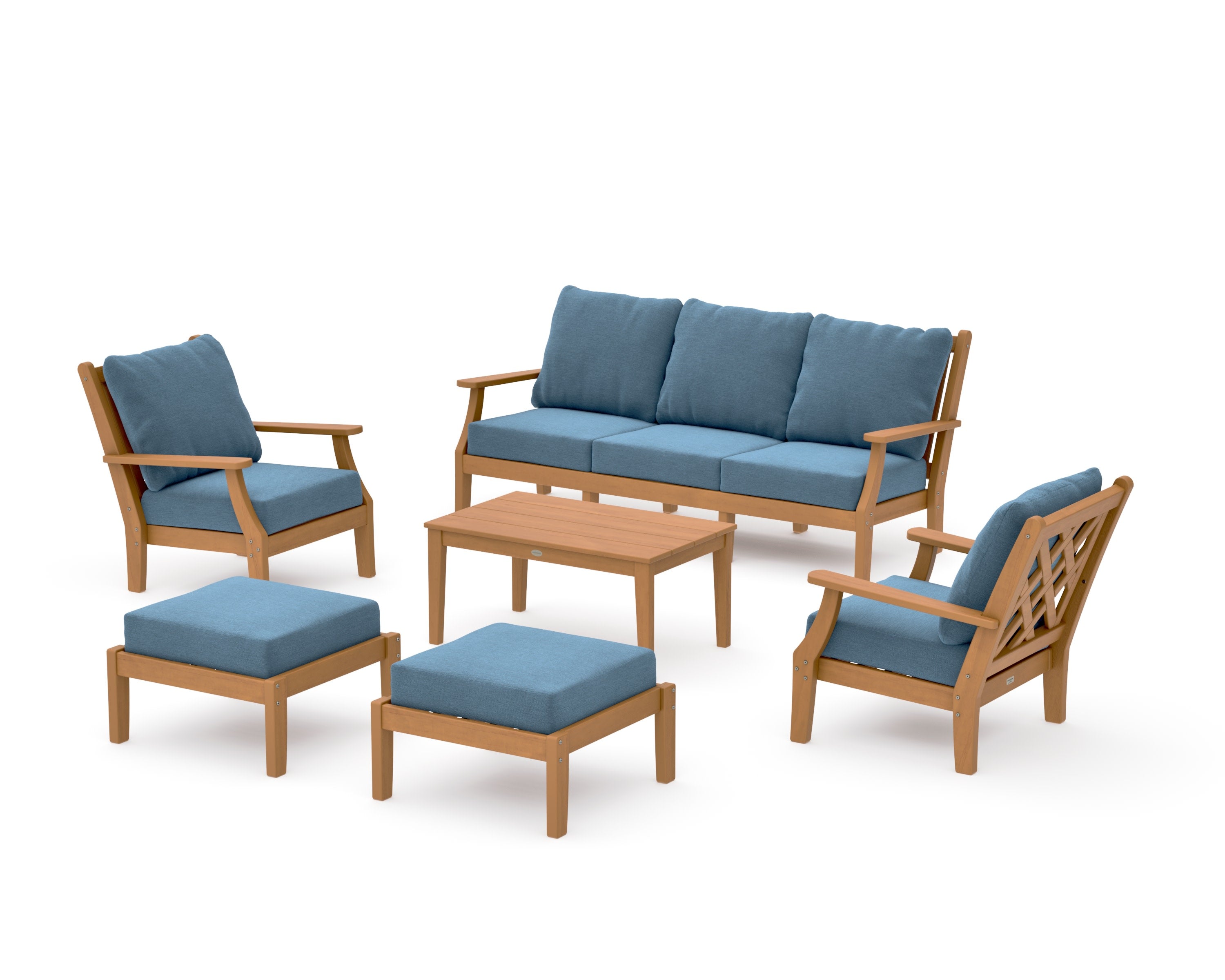 Wovendale 6-Piece Lounge Sofa Set in Natural / Sky Blue