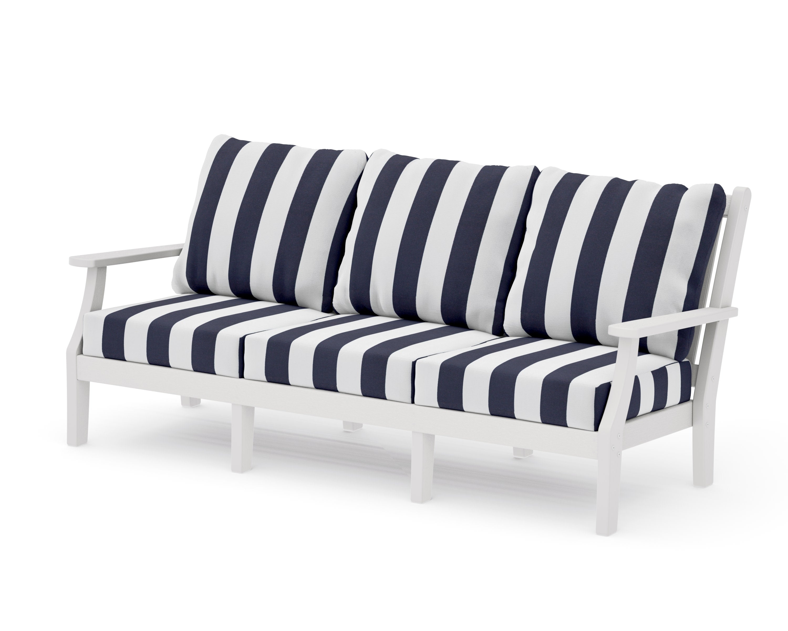 Wovendale Deep Seating Sofa in Vintage White / Cabana Stripe Navy