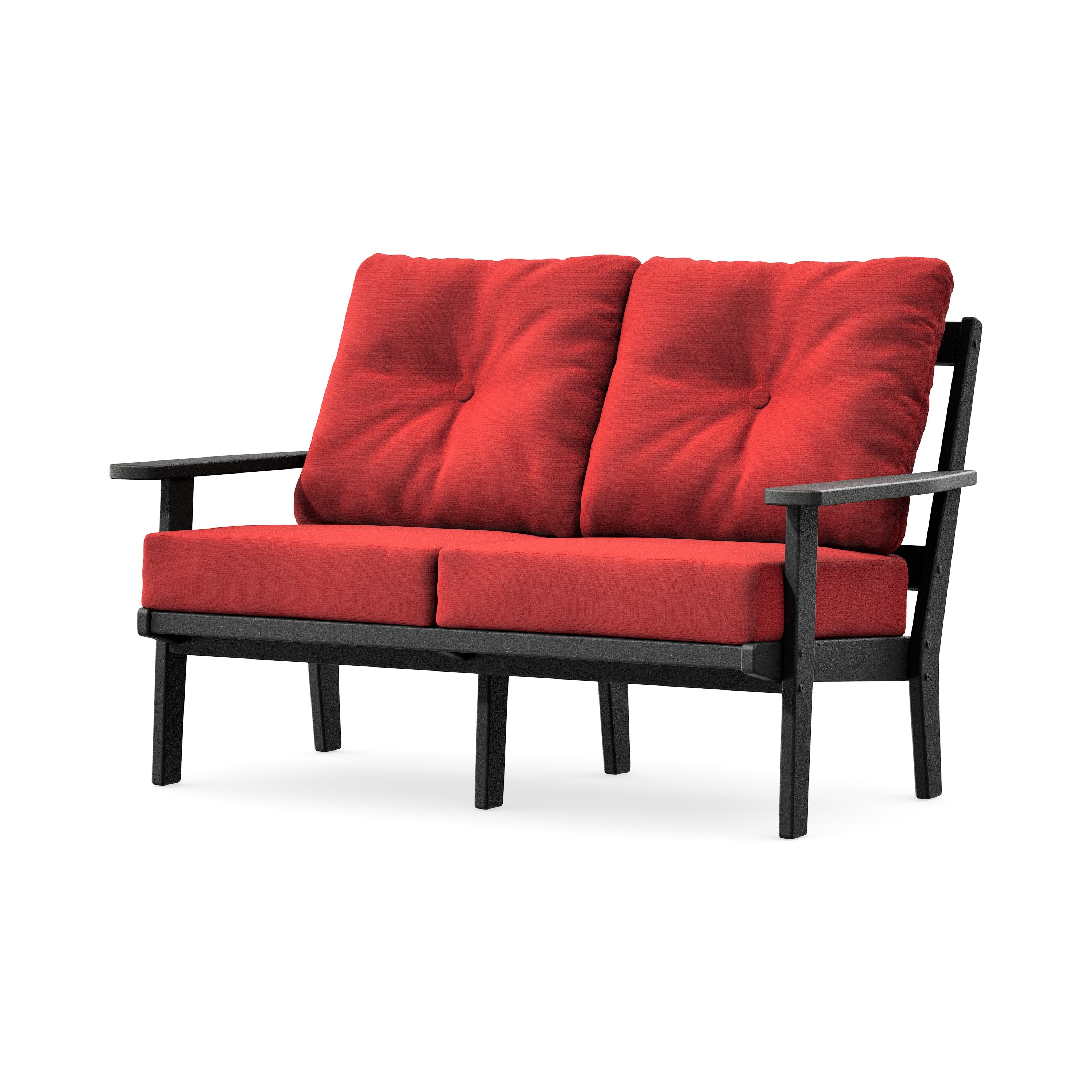 Prairie Deep SeatingLoveseat in Black / Crimson Linen